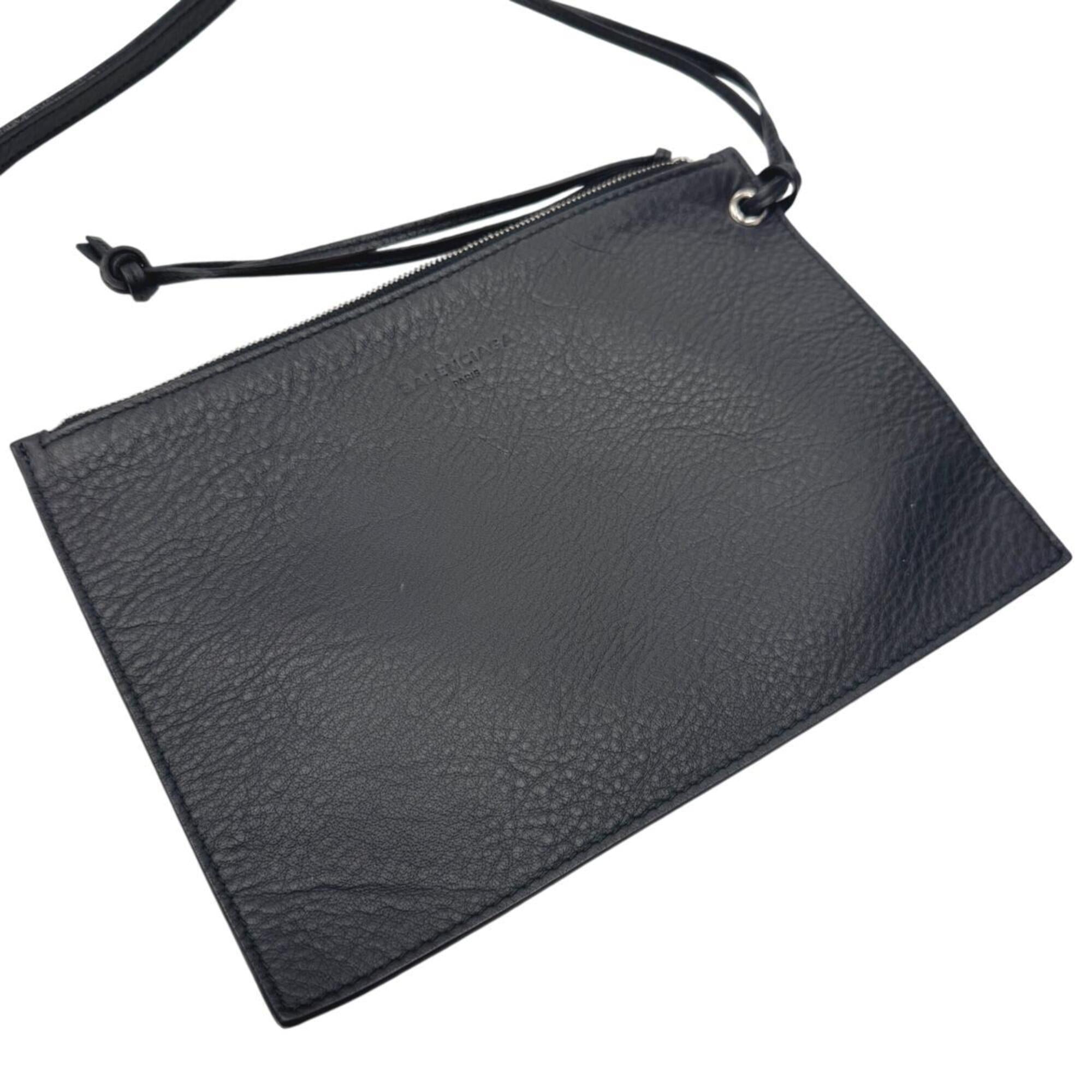 Balenciaga Black Leather Pouch Tote Bag (Pre-Owned)