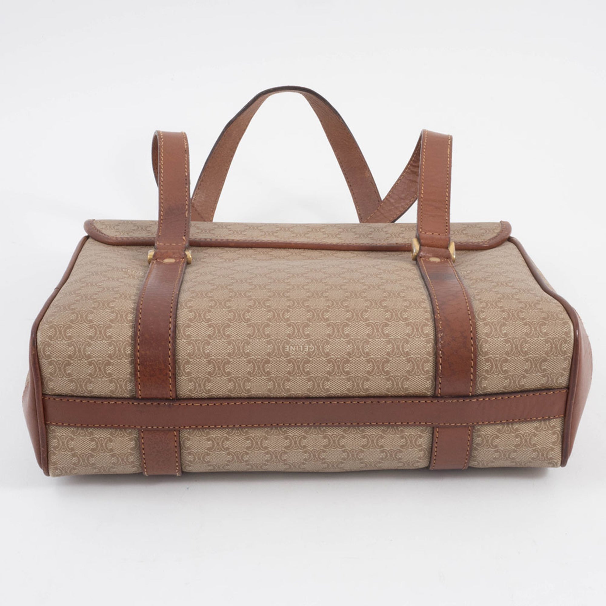 Celine Macadam Beige Brown Pvc Leather Handbag Tote Bag (Pre-Owned)
