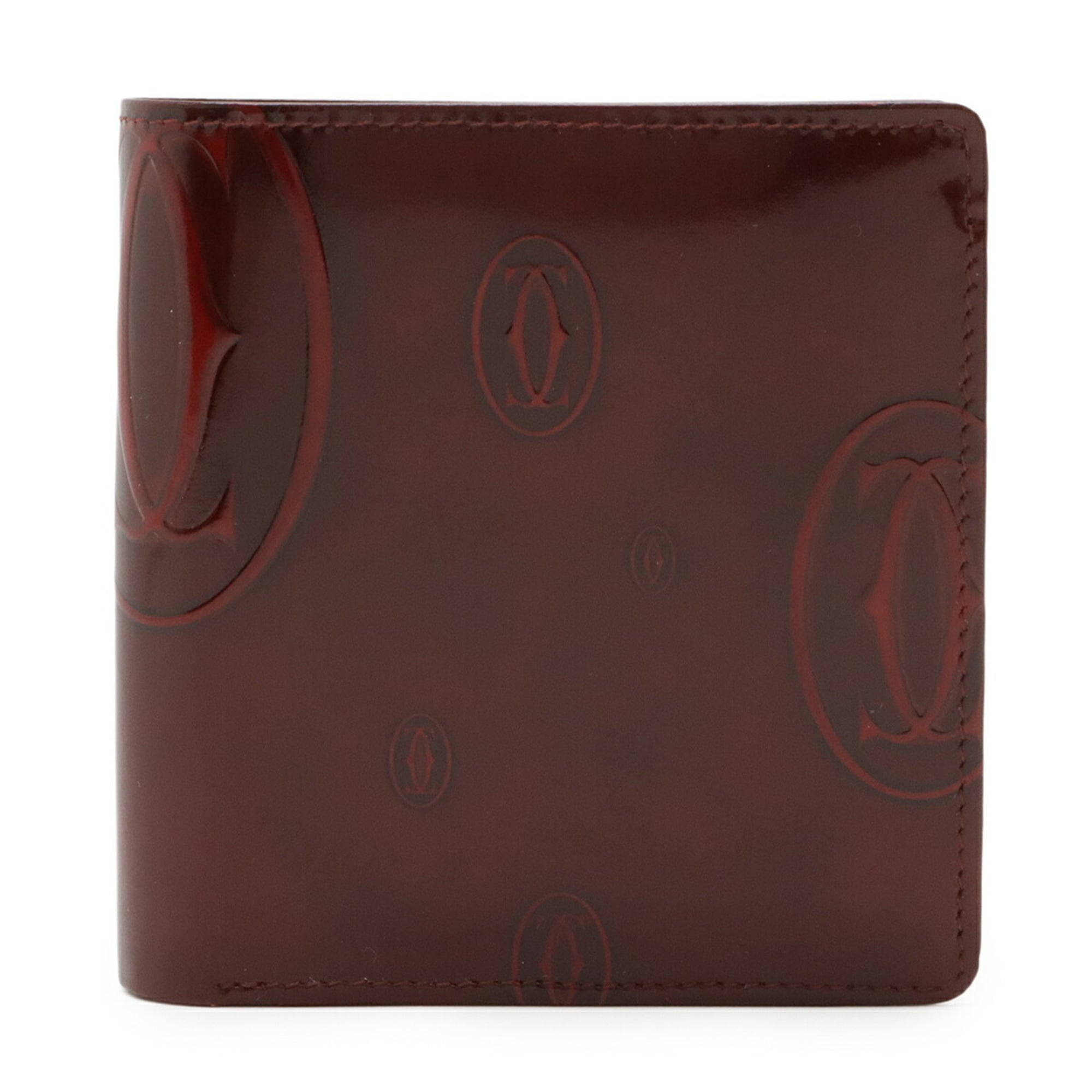 Cartier Happy Birthday Bordeaux Patent Leather Wallet (Bi-Fold) (Pre-Owned)