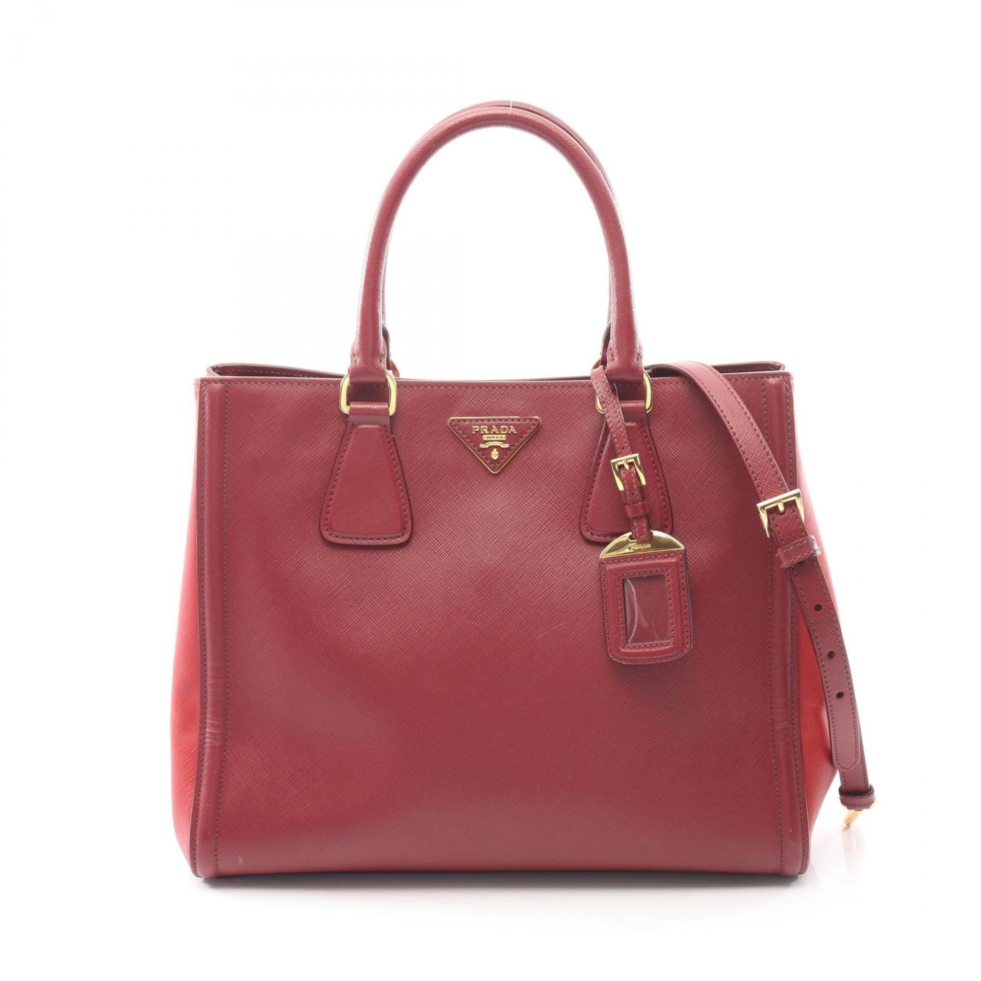 Prada Bordeaux Red Color Leather Handbag (Pre-Owned)