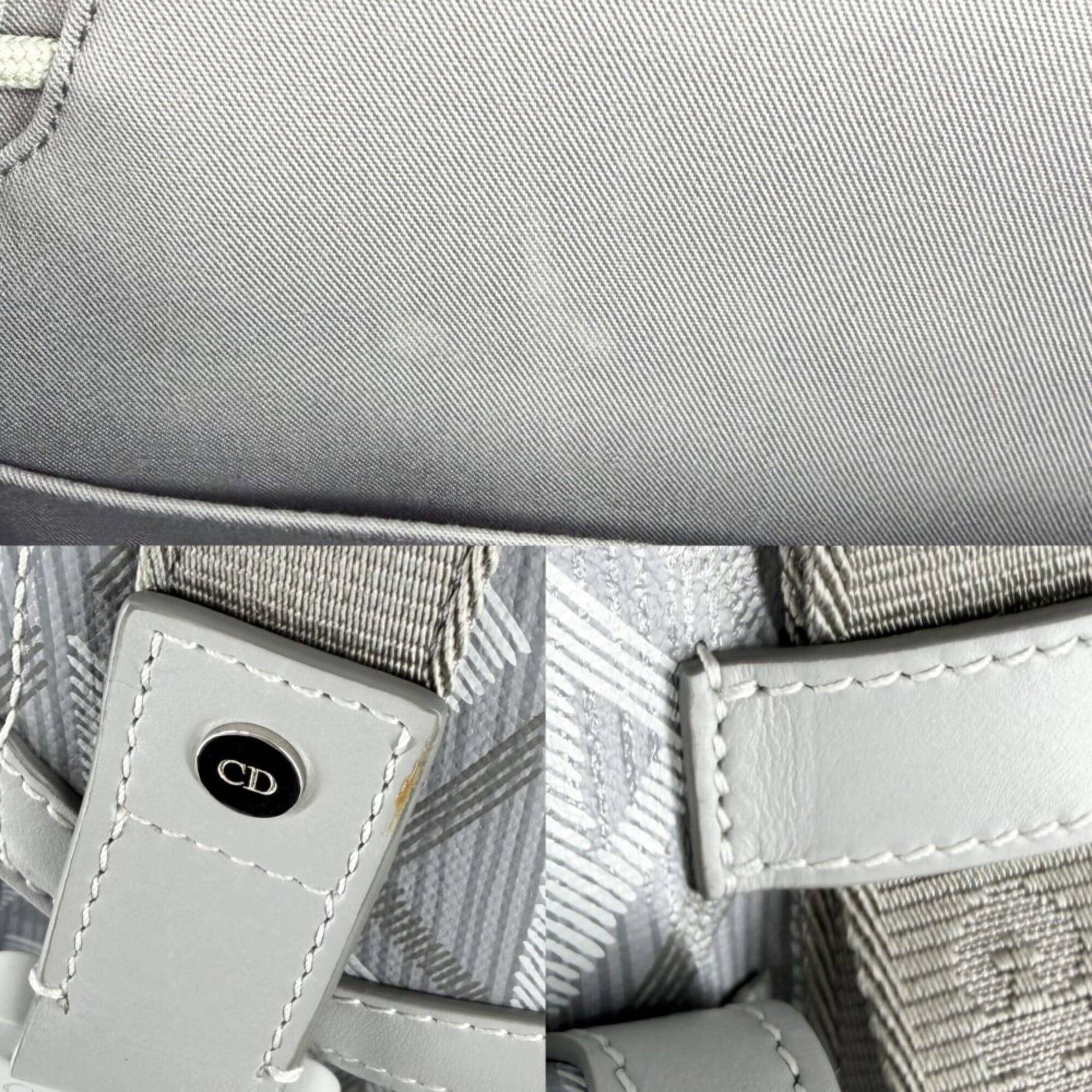 Christian Dior Gray Coated Canvas Leather Backpack (Pre-Owned)