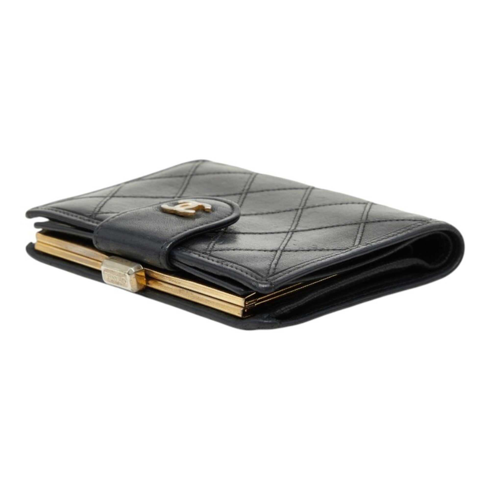 Chanel Black Leather Wallet (Bi-Fold) (Pre-Owned)