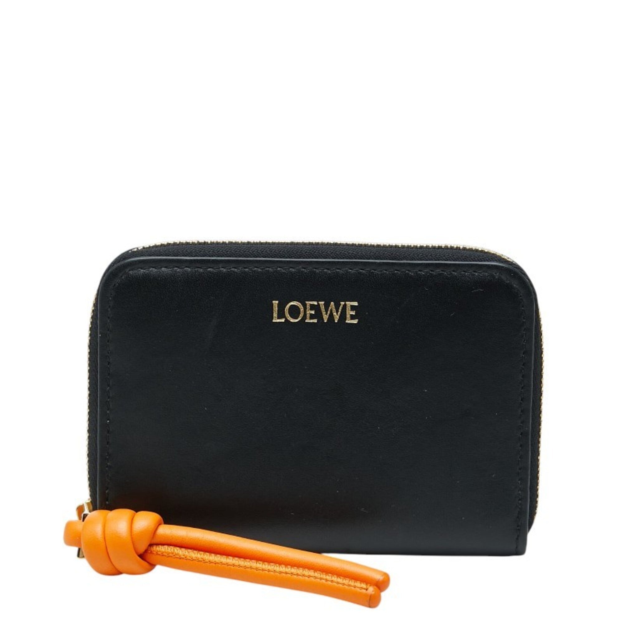 Loewe Black Orange Leather Coin Purse/Coin Case (Pre-Owned)