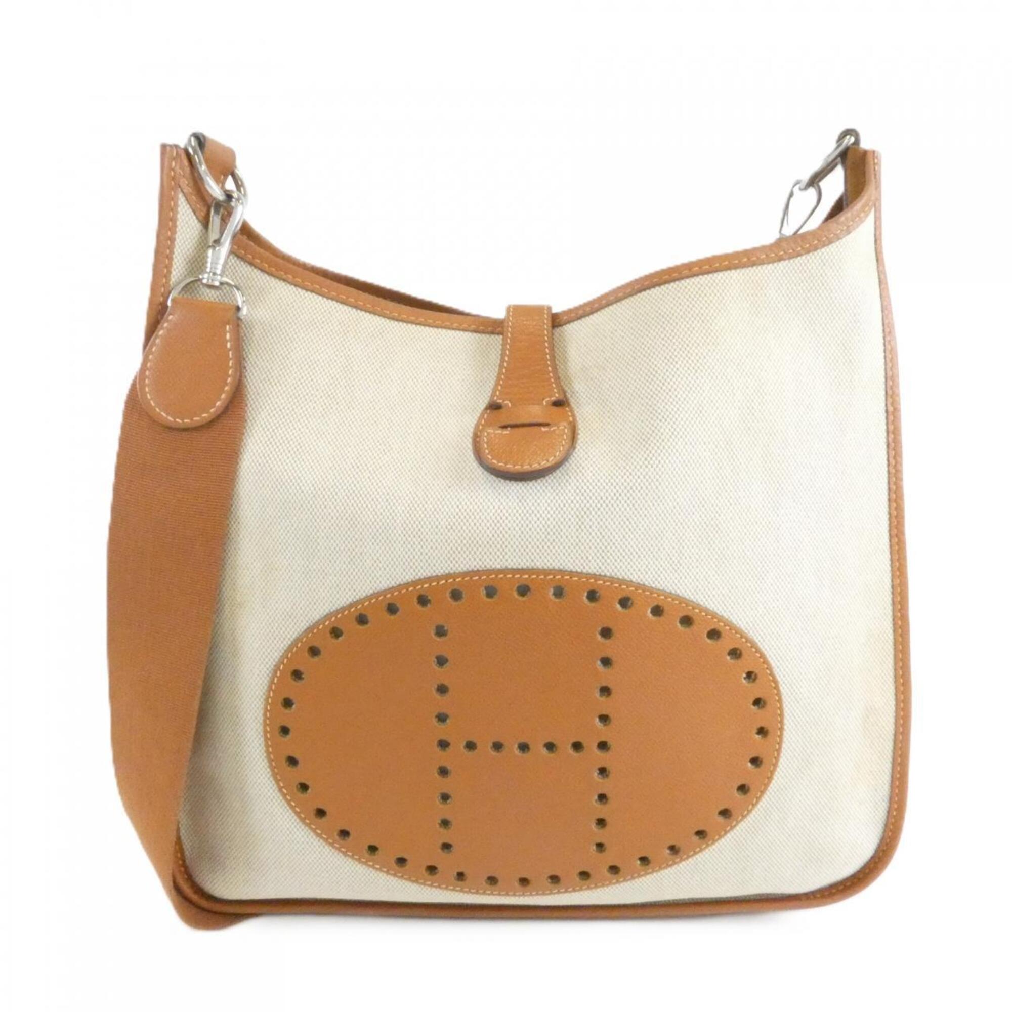 Hermes Evelyne Cognac Toile H Epsom Leather Shoulder Bag (Pre-Owned)