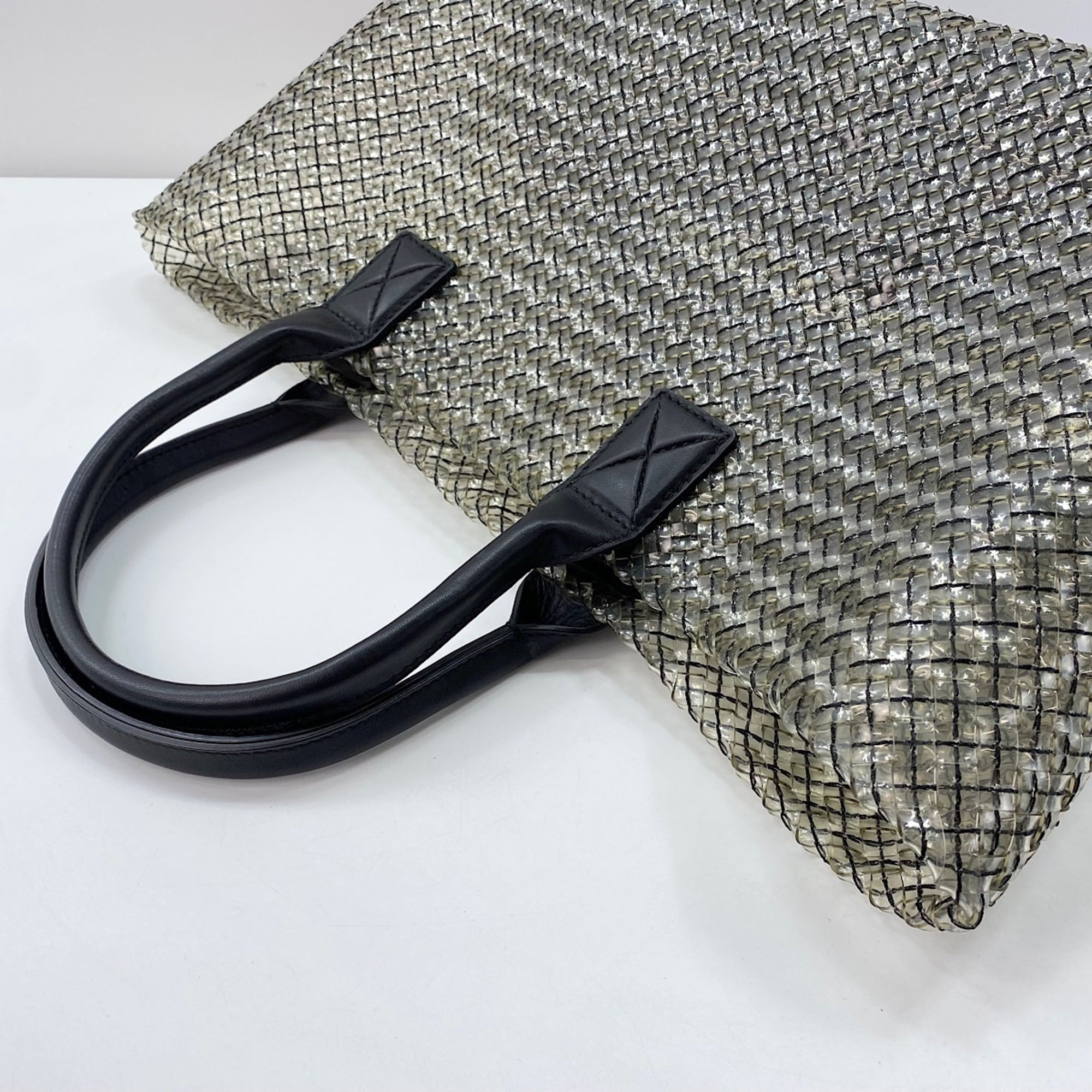 Bottega Veneta Intrecciato Black Pvc Tote Bag (Pre-Owned)