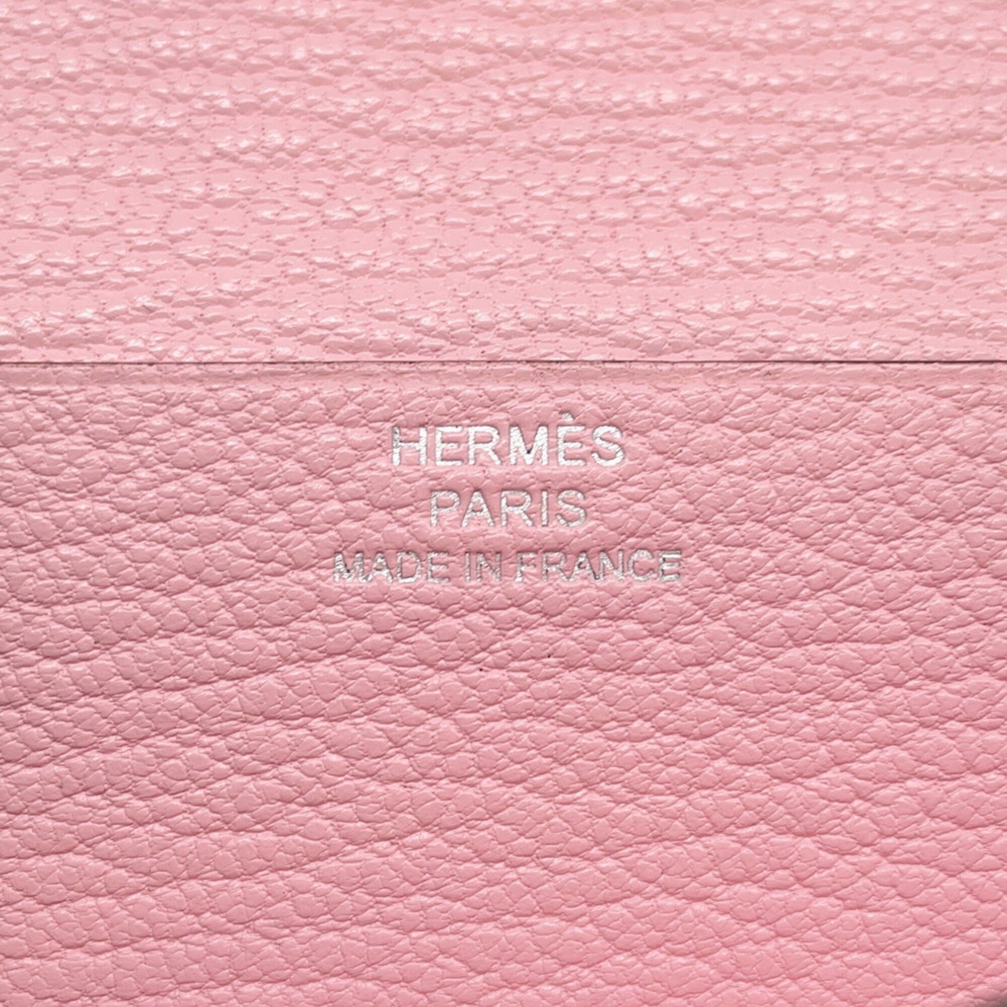 Hermes Rose Sakura Chevre Myzore Leather Long Wallet (Bi-Fold) (Pre-Owned)