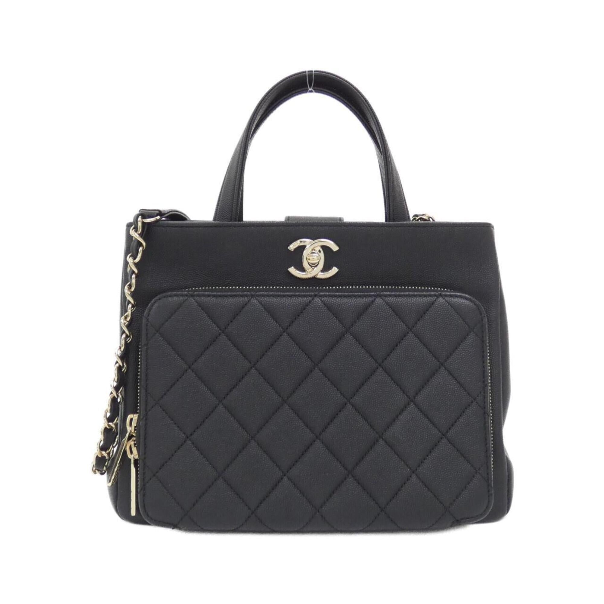 Chanel Black Bordeaux Grained Calfskin Handbag (Pre-Owned)