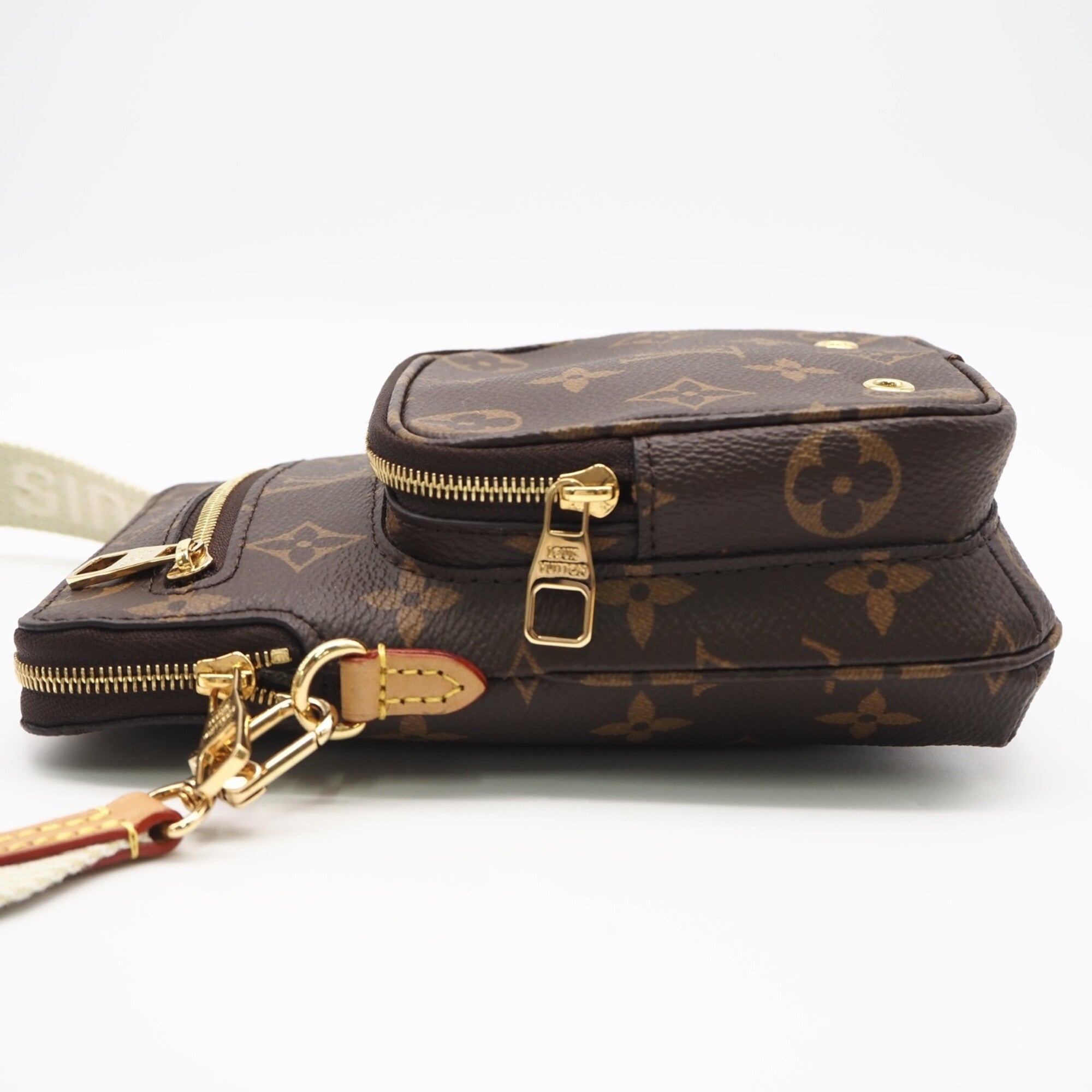 Louis Vuitton Monogram Beige Brown Coated Canvas Leather Shoulder Bag (Pre-Owned)