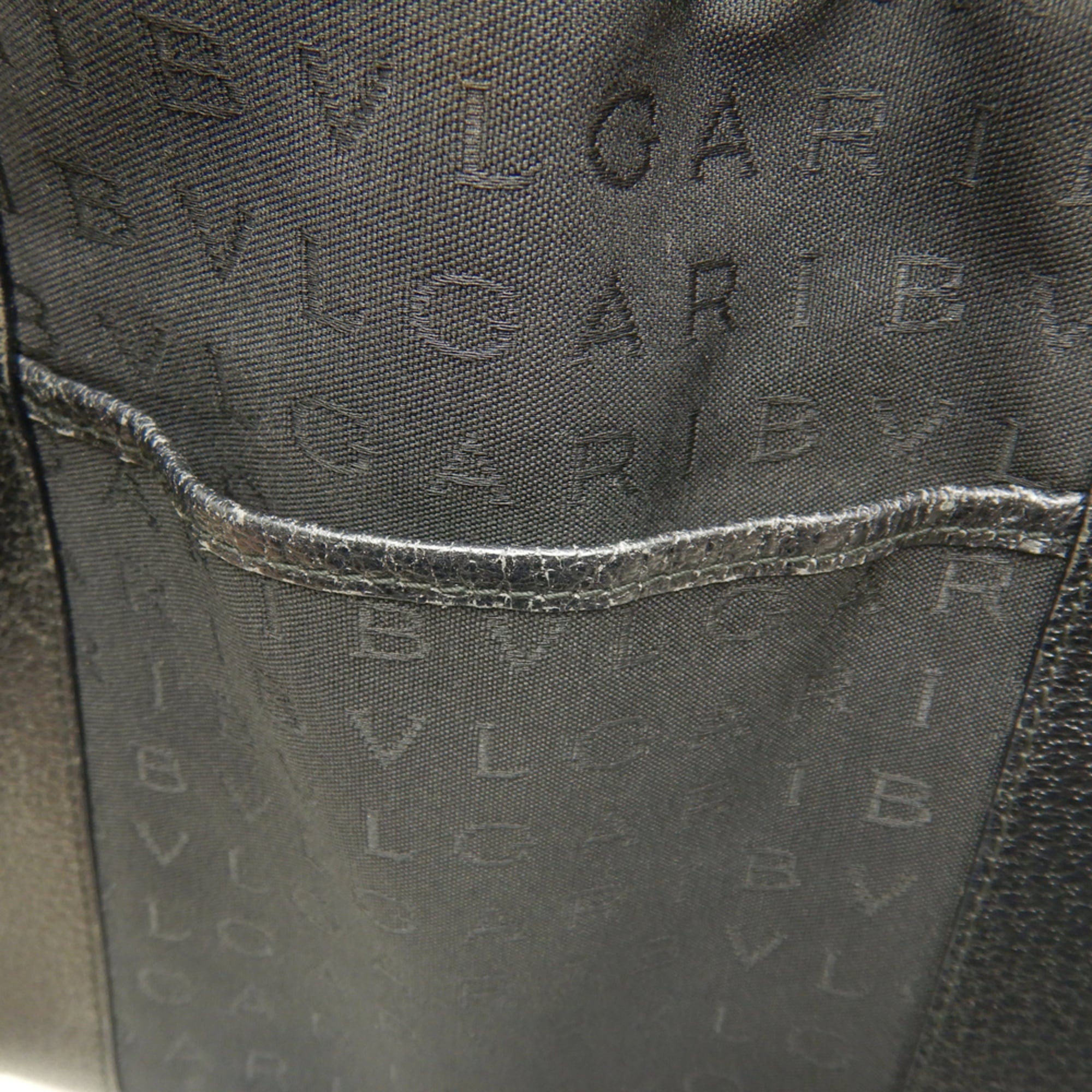 Bvlgari Black Dark Gray Canvas Leather Tote Bag (Pre-Owned)