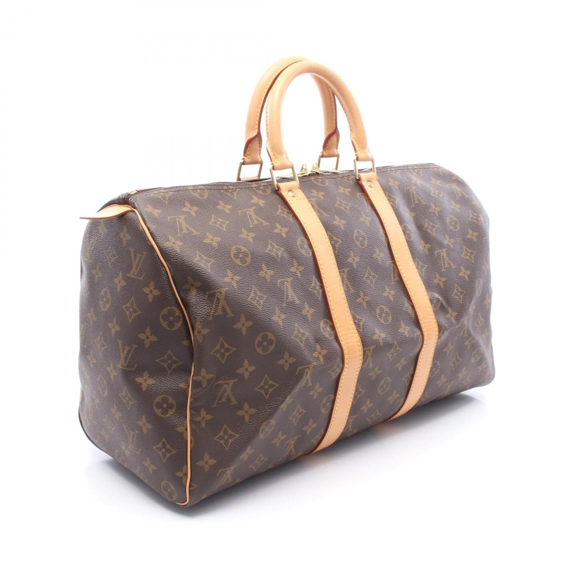 Louis Vuitton Brown Pvc Coated Canvas Leather Boston Bag (Pre-Owned)