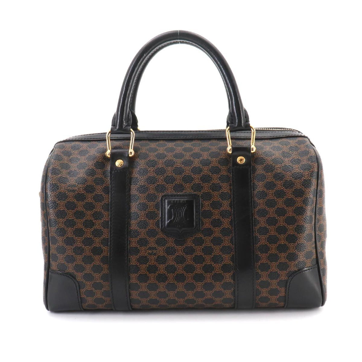 Celine Black Brown Pvc Leather Boston Bag Handbag (Pre-Owned)