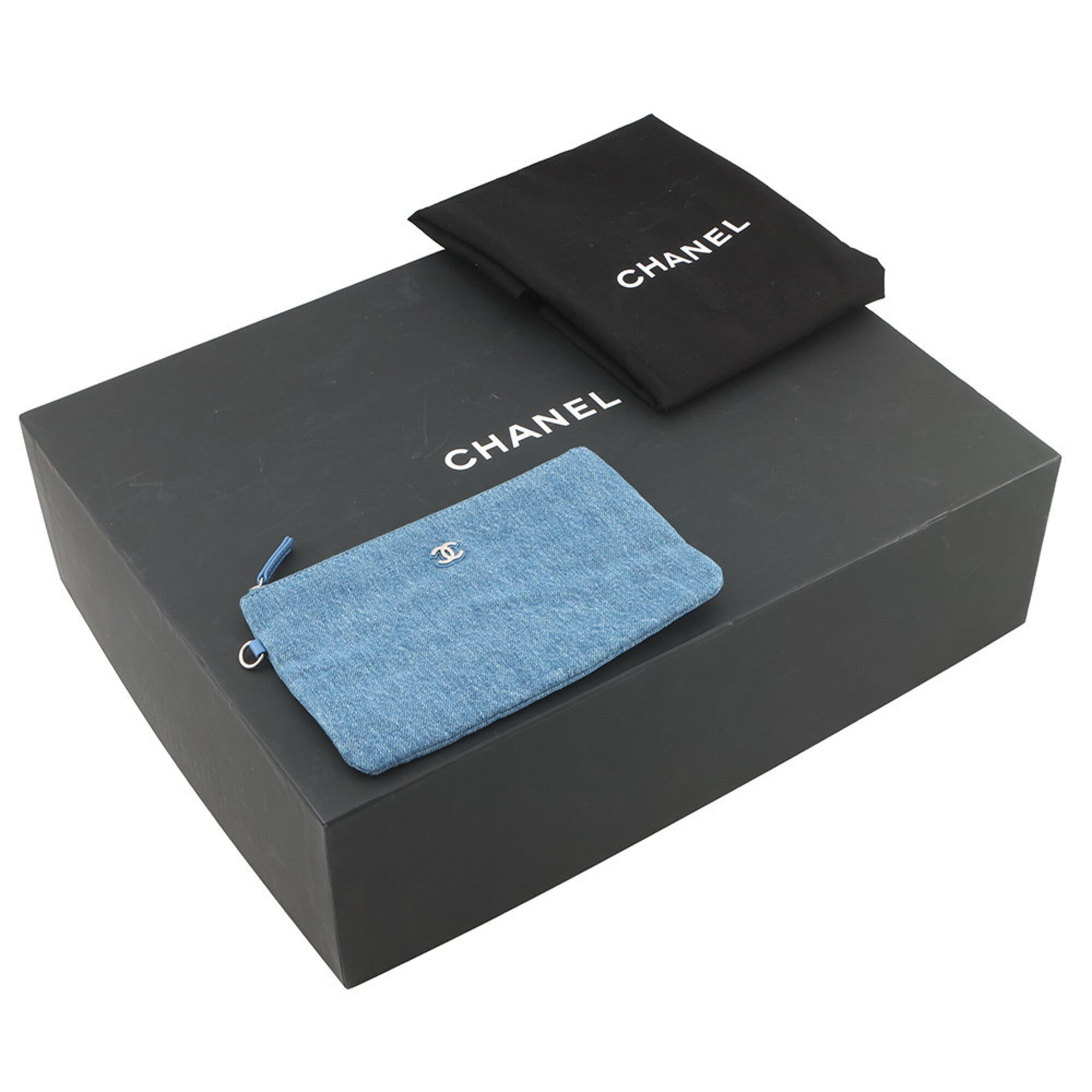 Chanel Blue Pink Denim Handbag Pouch Shoulder Bag (Pre-Owned)