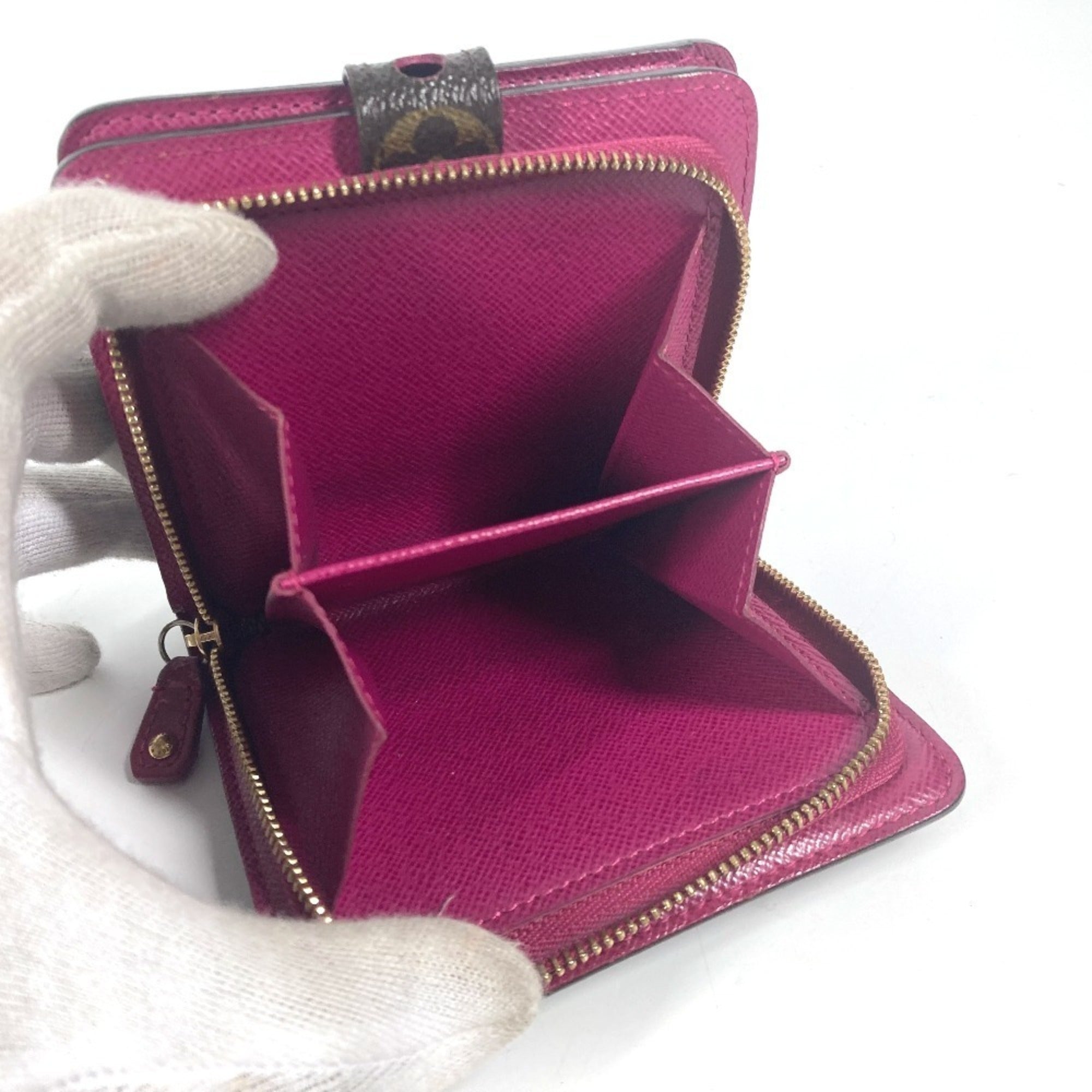 Louis Vuitton Brown Fuchsia Pink Monogram Wallet (Bi-Fold) (Pre-Owned)