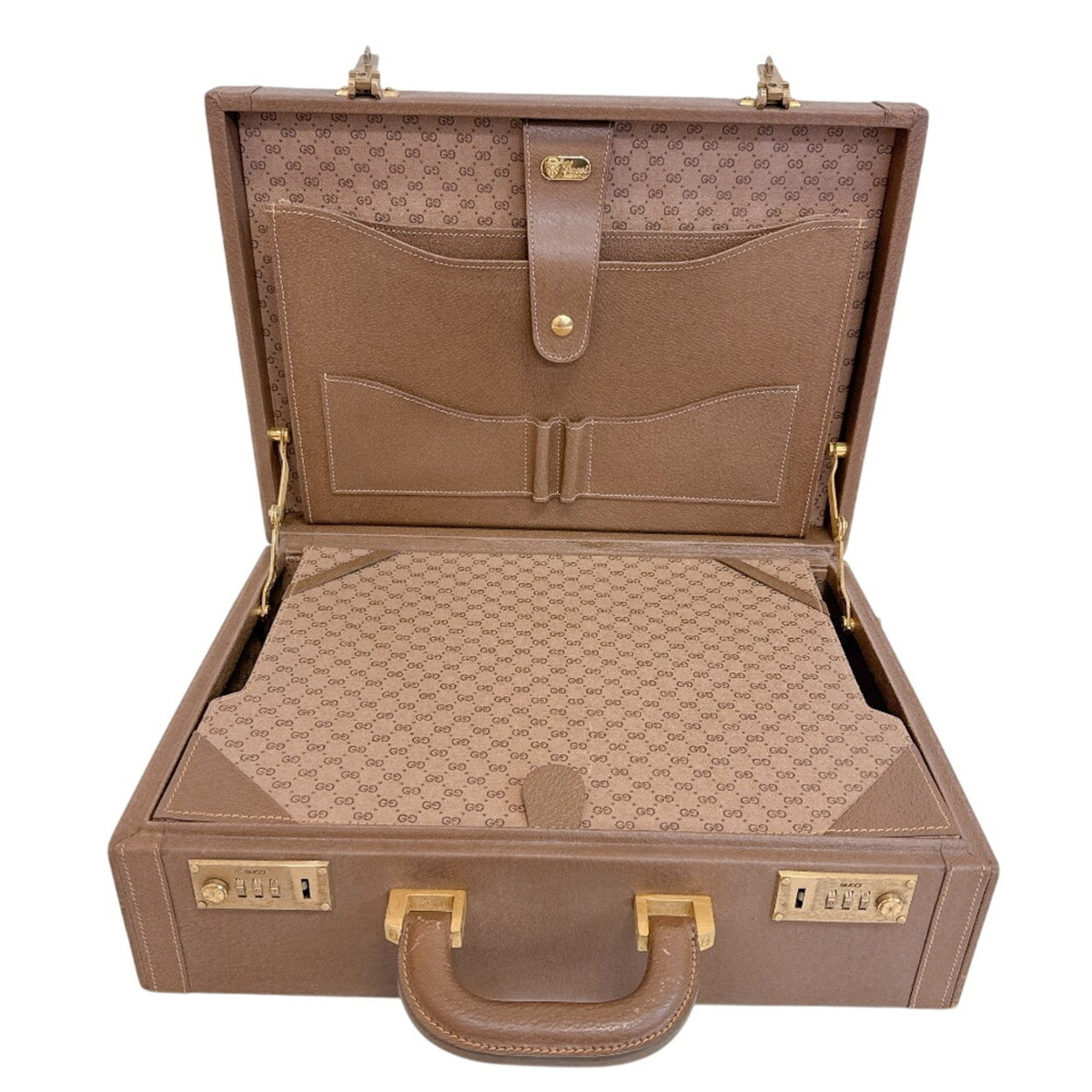 Gucci Brown Leather Attaché Case Handbag (Pre-Owned)