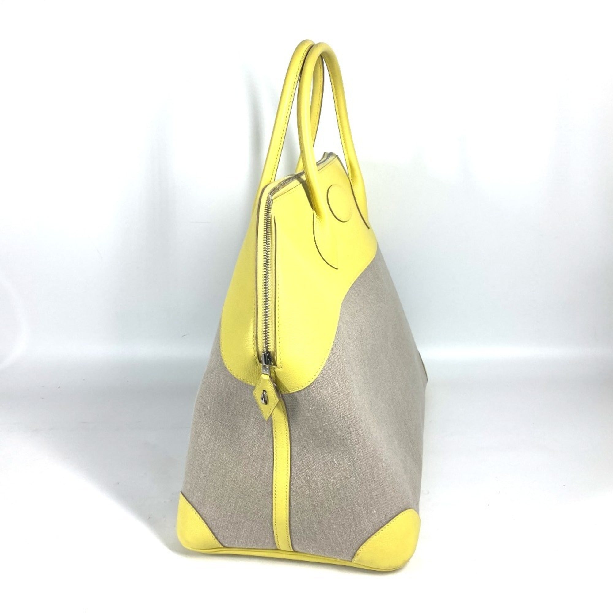 Hermes Beige Yellow Swift Leather Toile H Boston Bag Shoulder Bag Tote Bag (Pre-Owned)