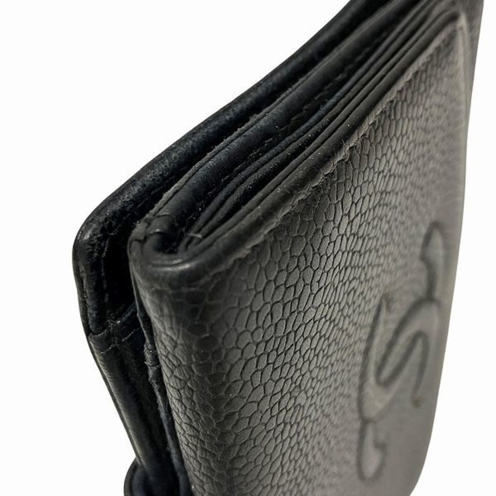 Chanel Black Grained Calfskin Wallet (Bi-Fold) (Pre-Owned)