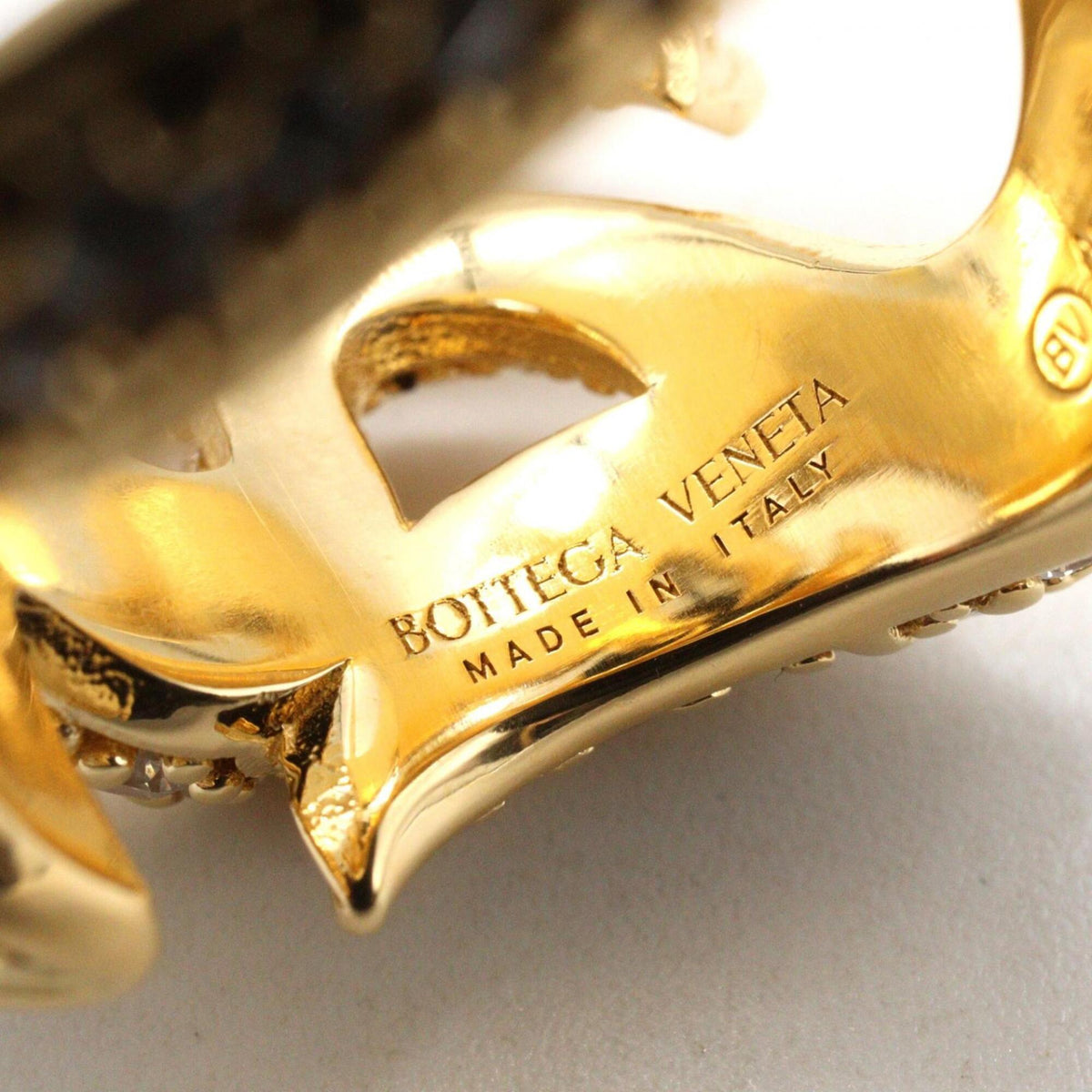 Bottega Veneta Gold Silver 925 Band Ring (Pre-Owned)