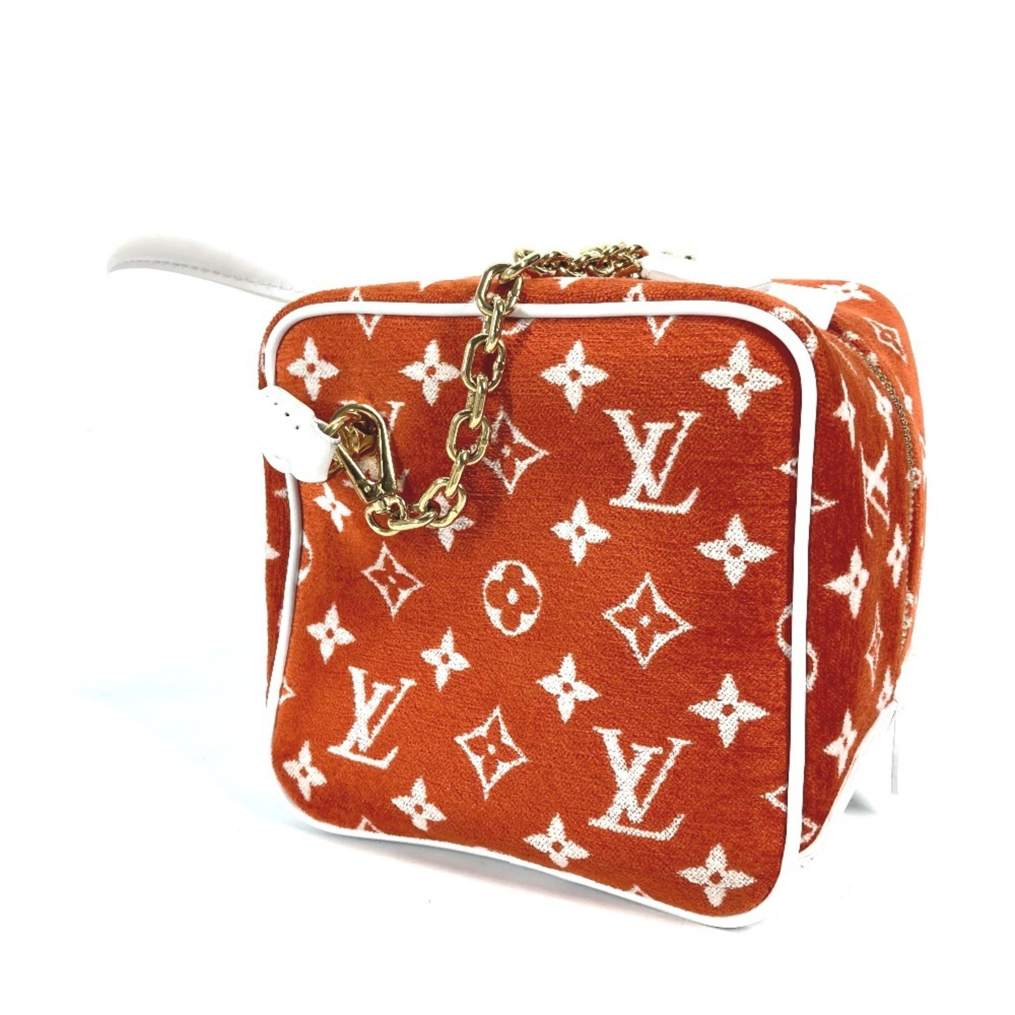 Louis Vuitton Brown Orange Velvet Handbag Shoulder Bag (Pre-Owned)
