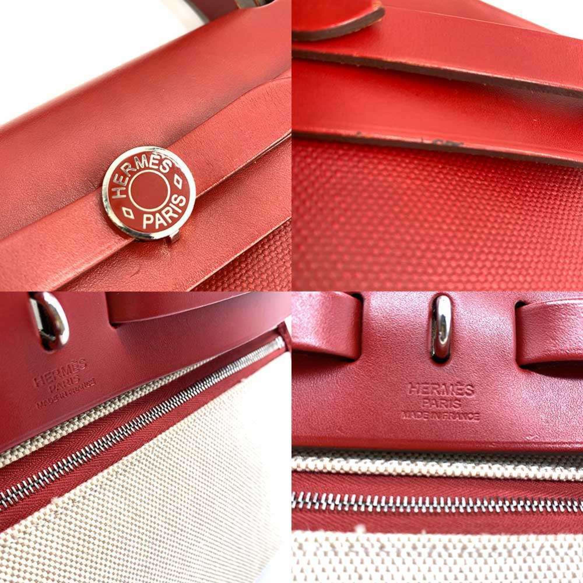 Hermes Her Bag Coated Canvas Leather Shoulder Bag (Pre-Owned)