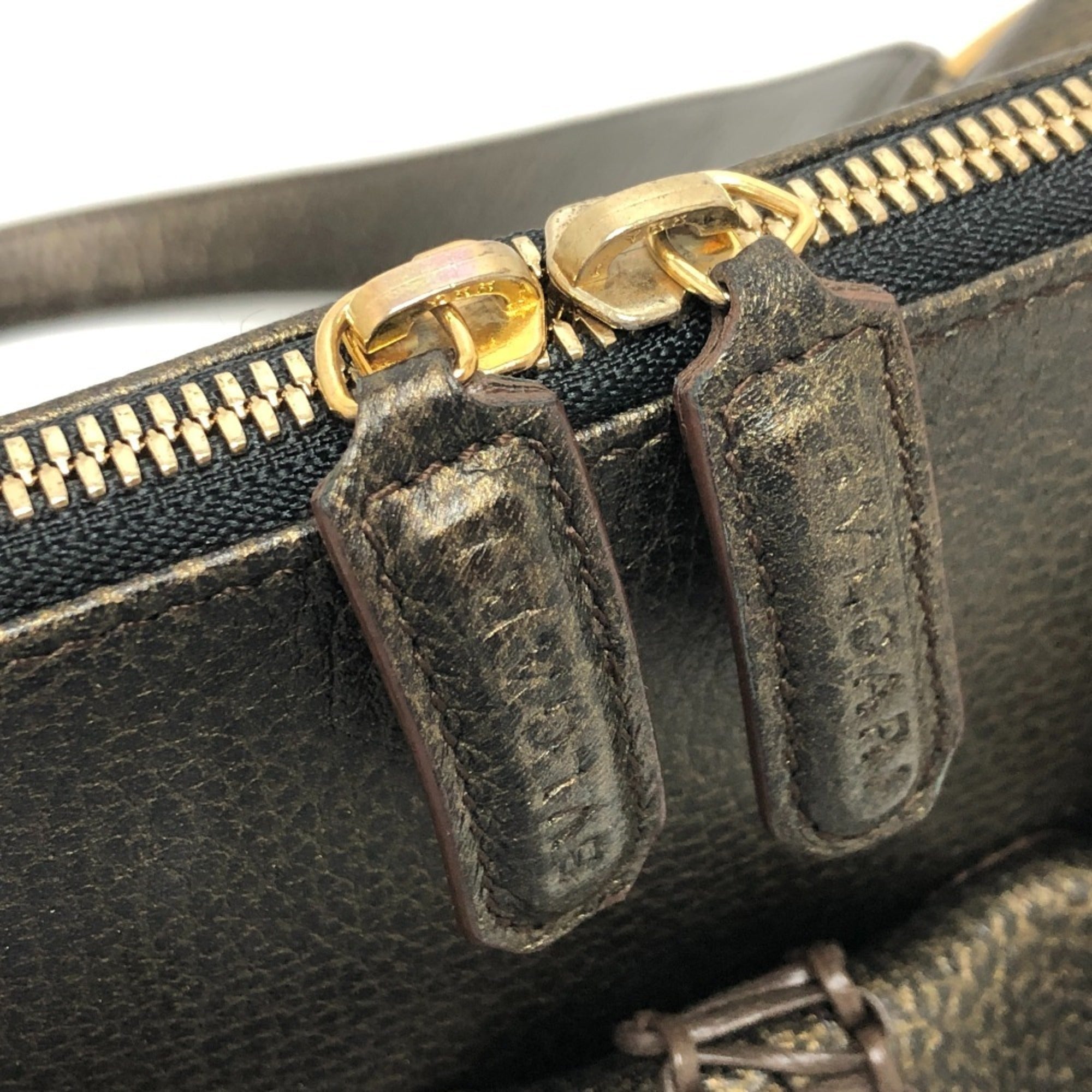 Bvlgari Bronze Leather Handbag Shoulder Bag Tote Bag (Pre-Owned)