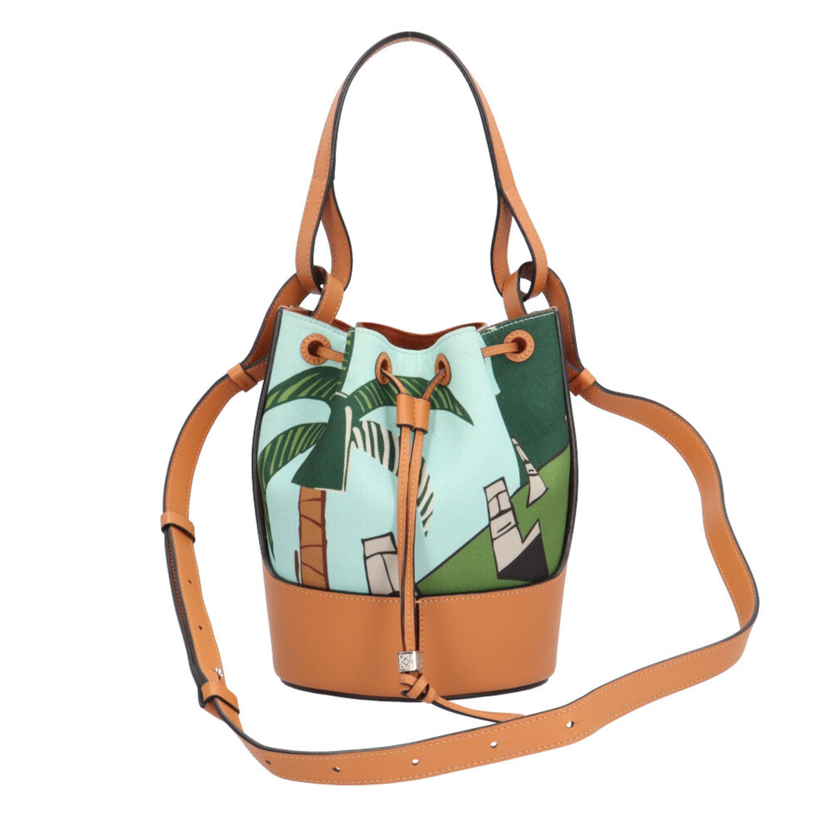 Loewe Blue Brown Canvas Leather Shoulder Bag (Pre-Owned)