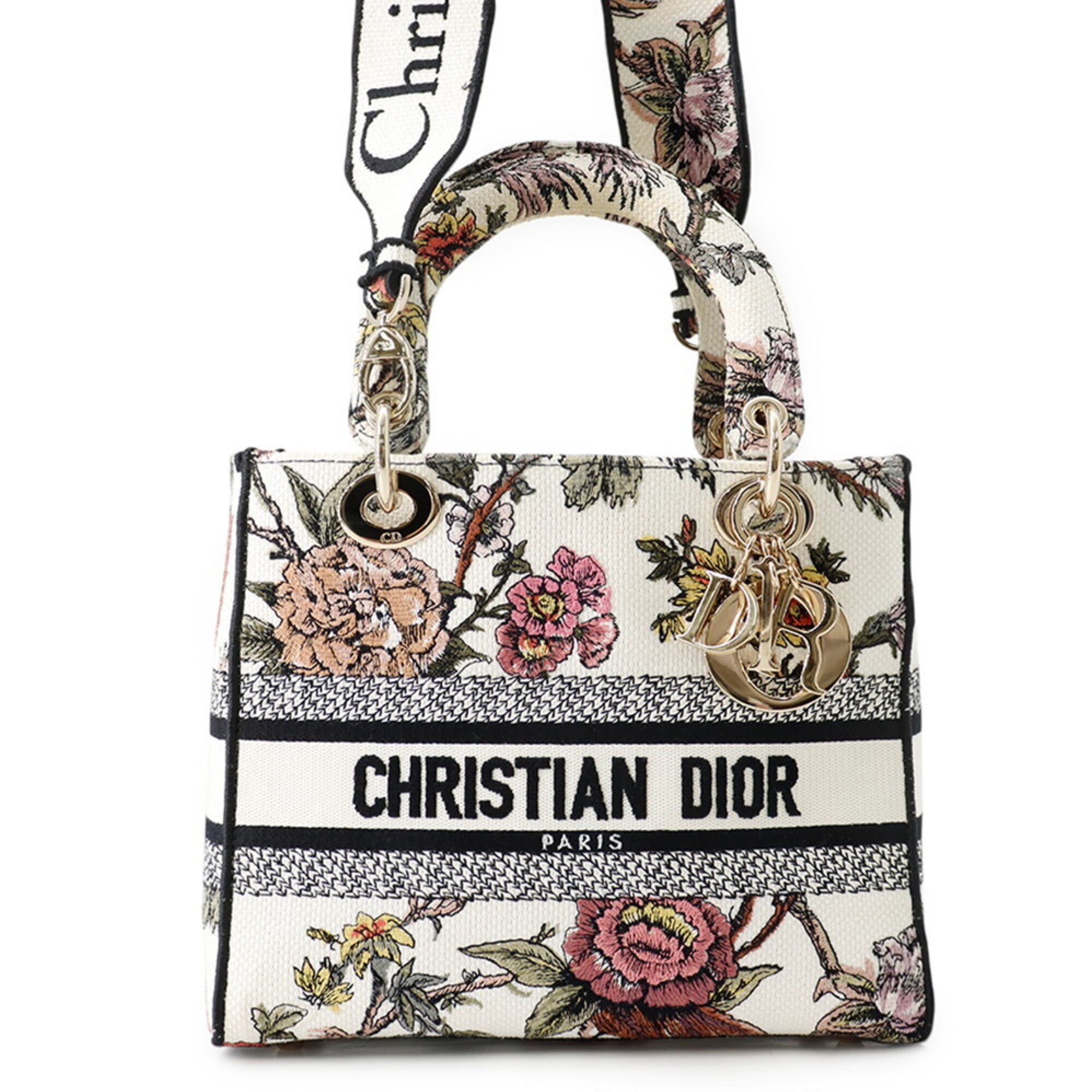 Christian Dior Multi-Color White Canvas Handbag (Pre-Owned)