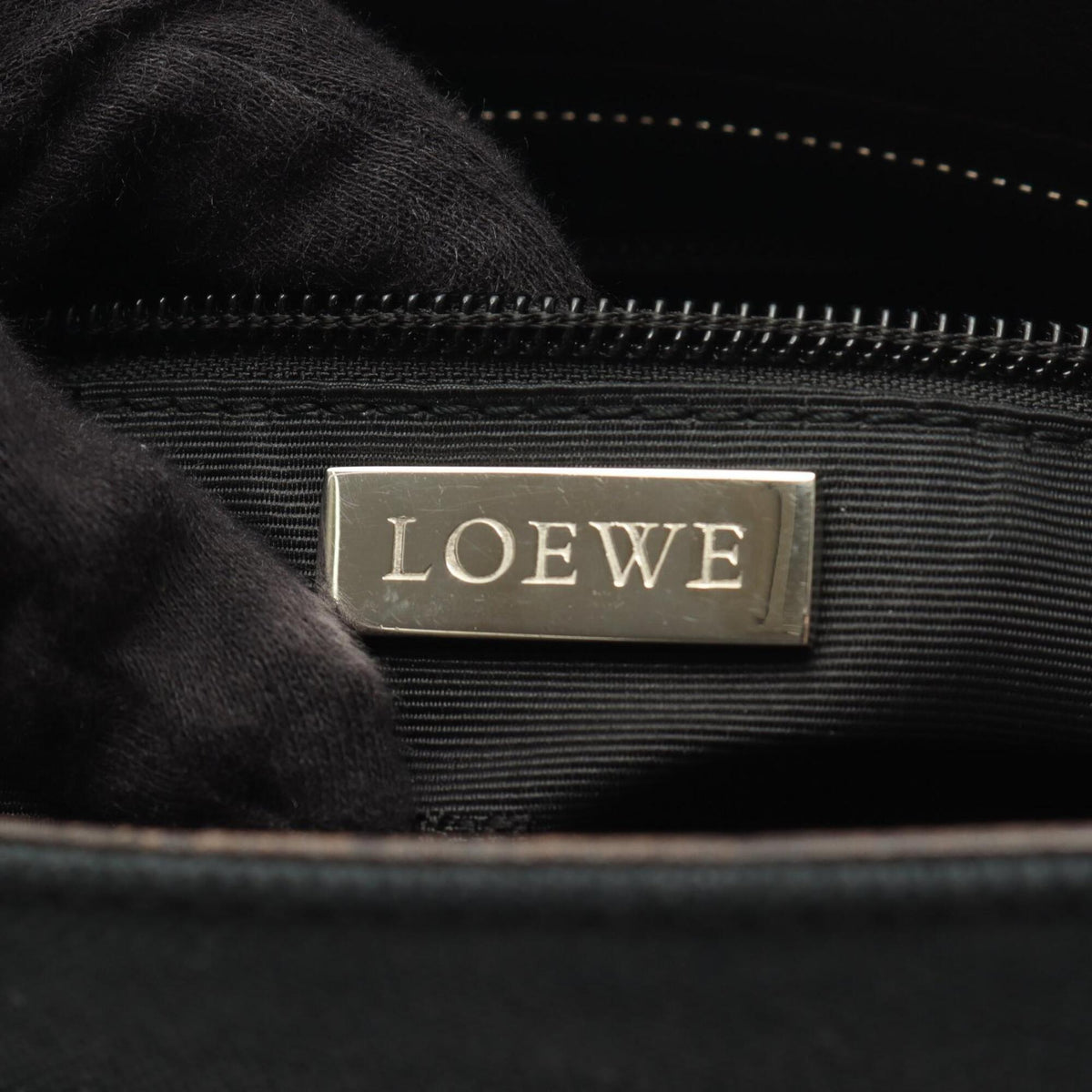Loewe Brown Green Canvas Leather Handbag Shoulder Bag (Pre-Owned)