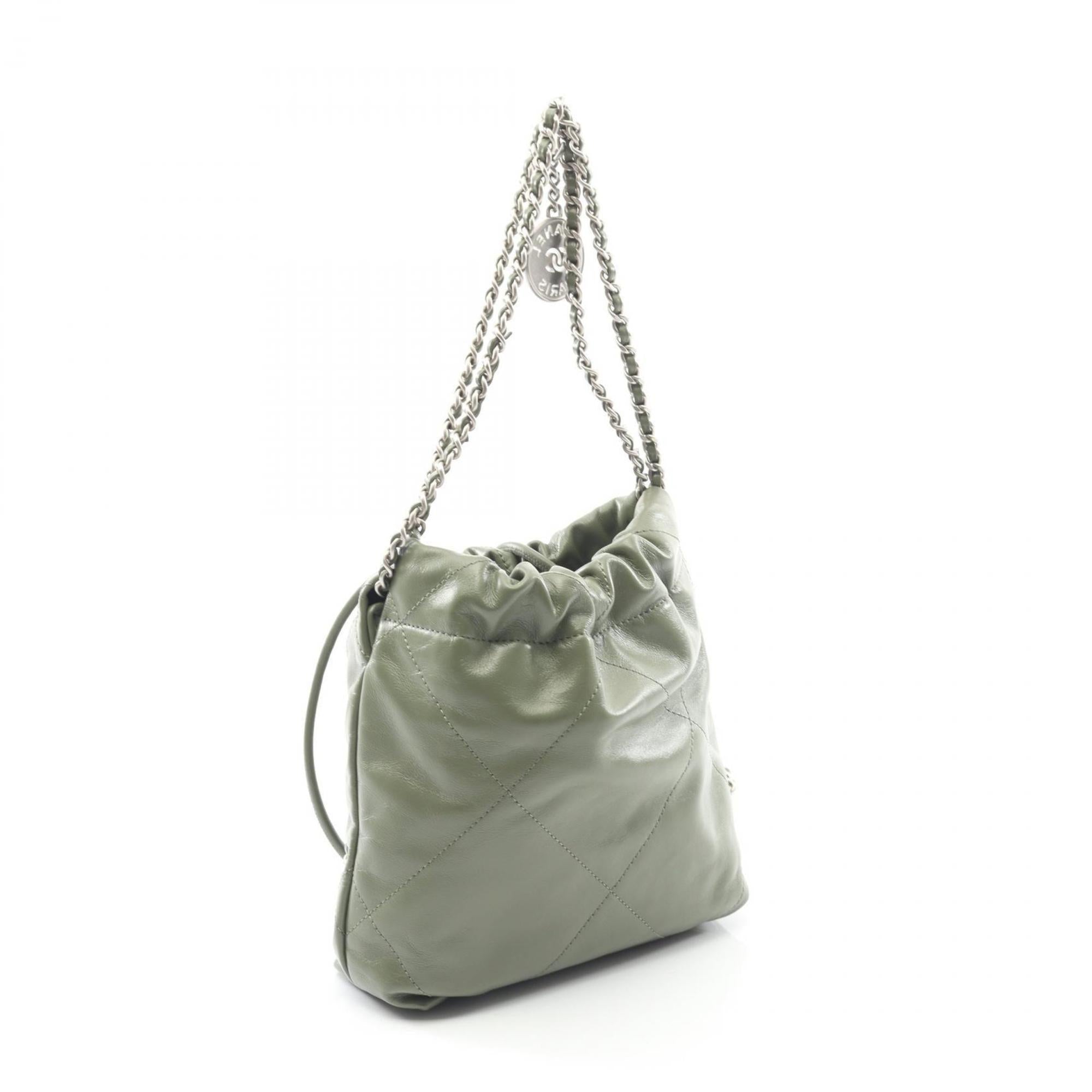 Chanel Khaki Leather Shoulder Bag (Pre-Owned)
