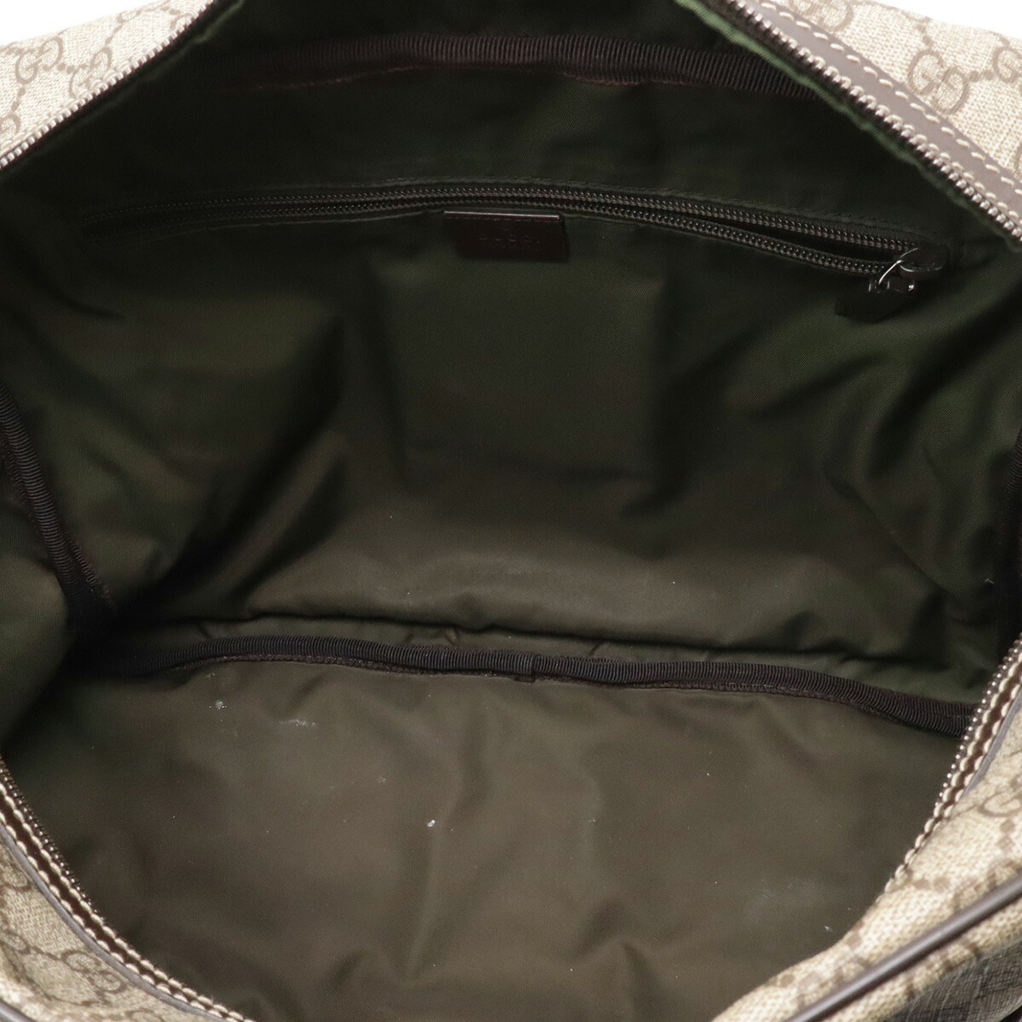 Gucci Beige Dark Brown Khaki Gg Supreme Canvas Leather Handbag Shoulder Bag (Pre-Owned)