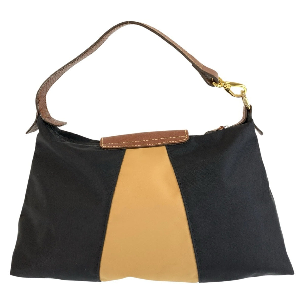 Longchamp Black Brown Nylon Handbag (Pre-Owned)