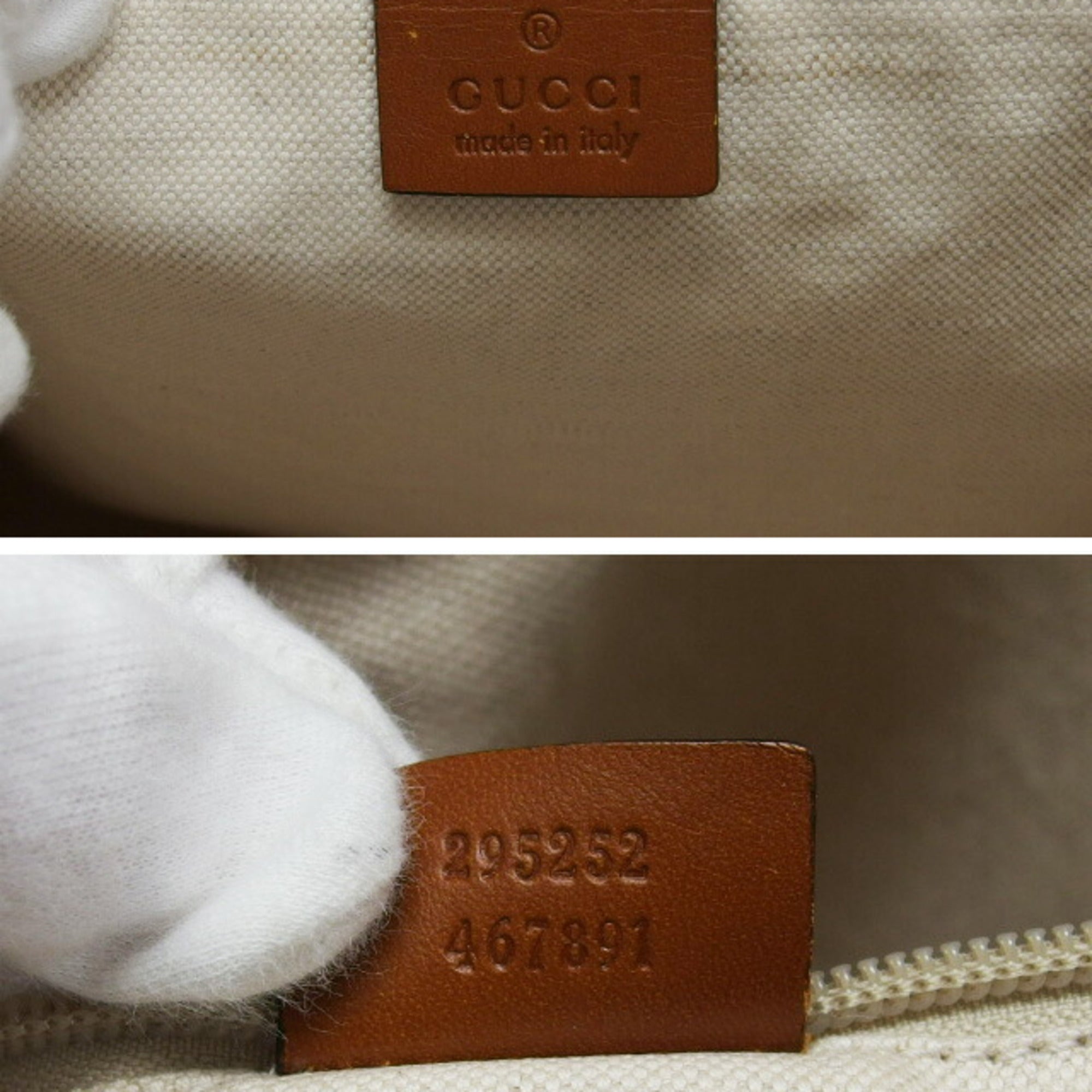 Gucci Brown Dark Brown Nylon Leather Handbag Shoulder Bag (Pre-Owned)