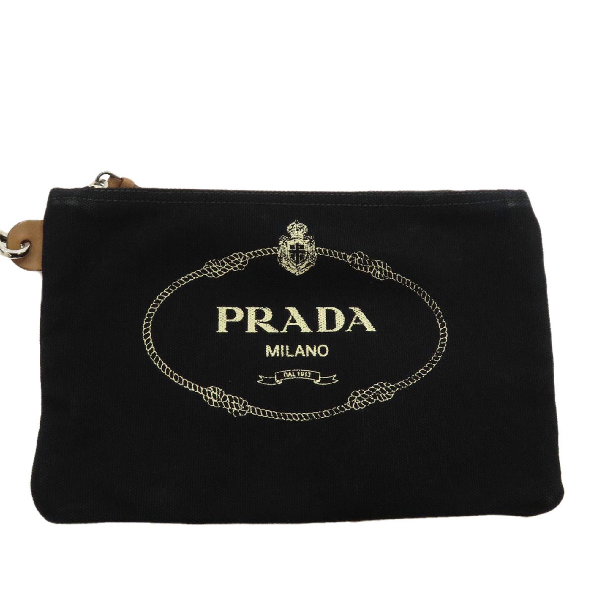 Prada Canapa Black Canvas Handbag (Pre-Owned)