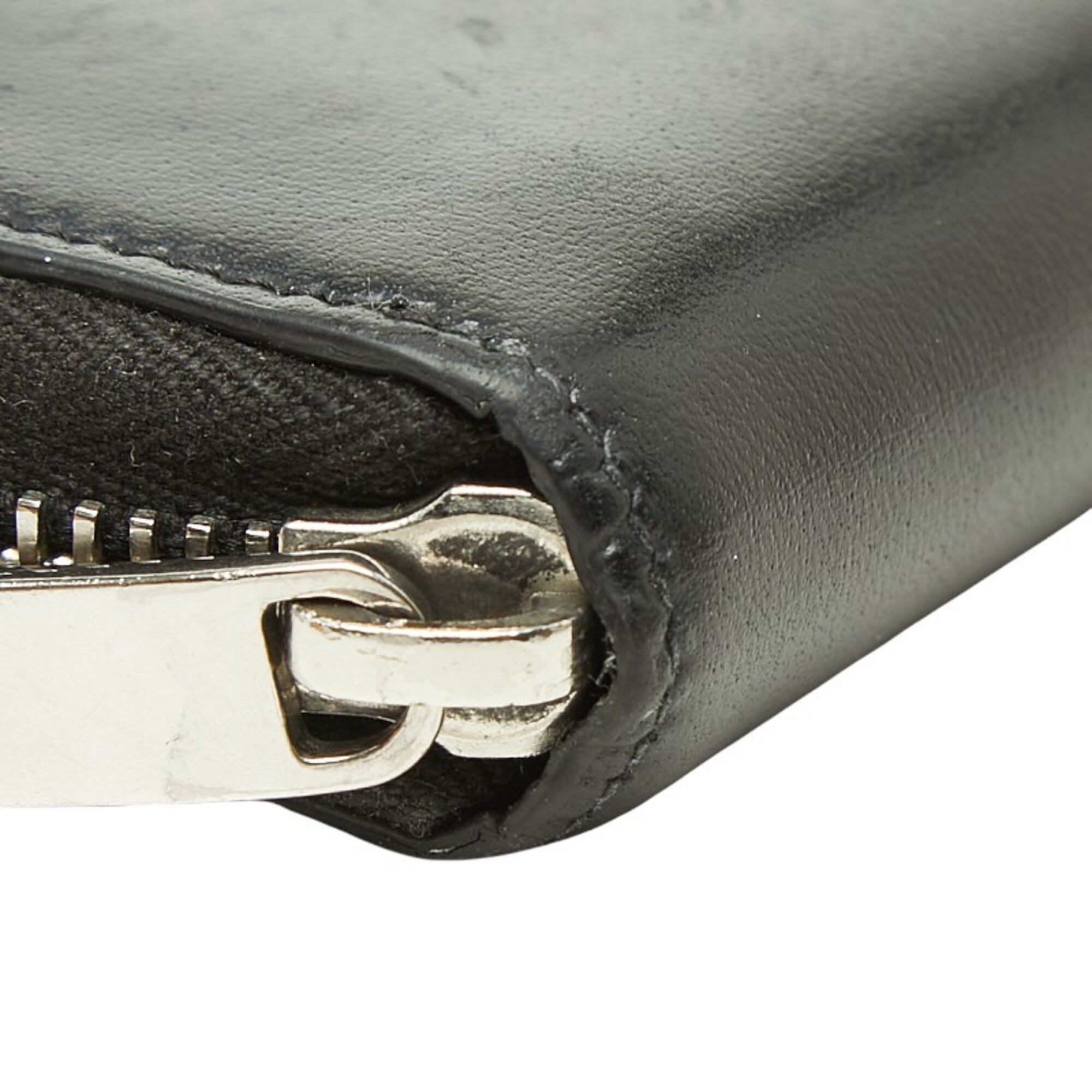 Saint Laurent Silver Black Leather Coin Purse/Coin Case (Pre-Owned)