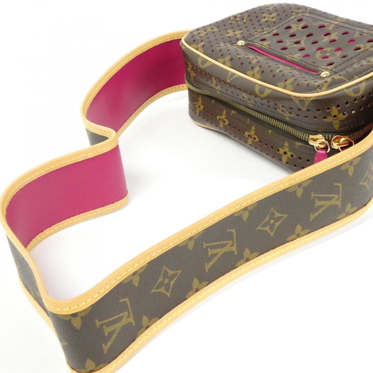 Louis Vuitton Fuchsia Marron Coated Canvas Shoulder Bag (Pre-Owned)