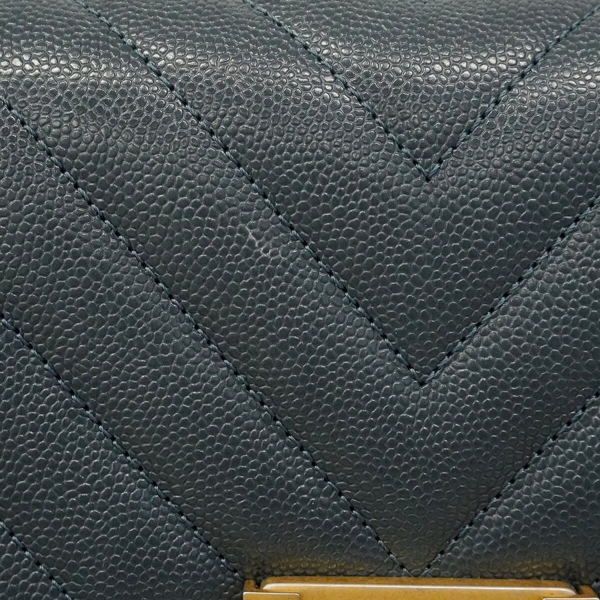 Chanel Blue Grained Calfskin Shoulder Bag (Pre-Owned)