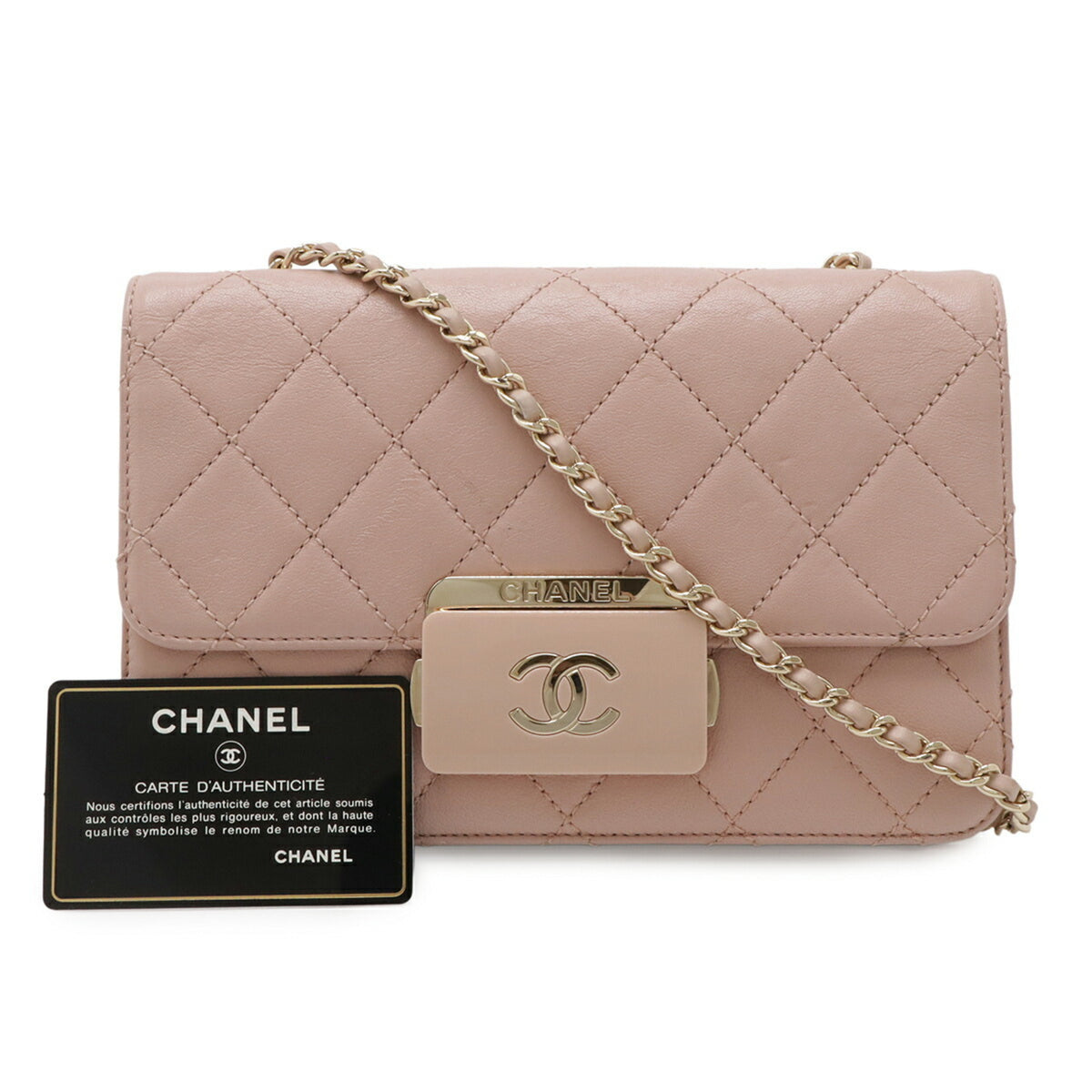 Chanel Matelasse Pink Leather Shoulder Bag (Pre-Owned)