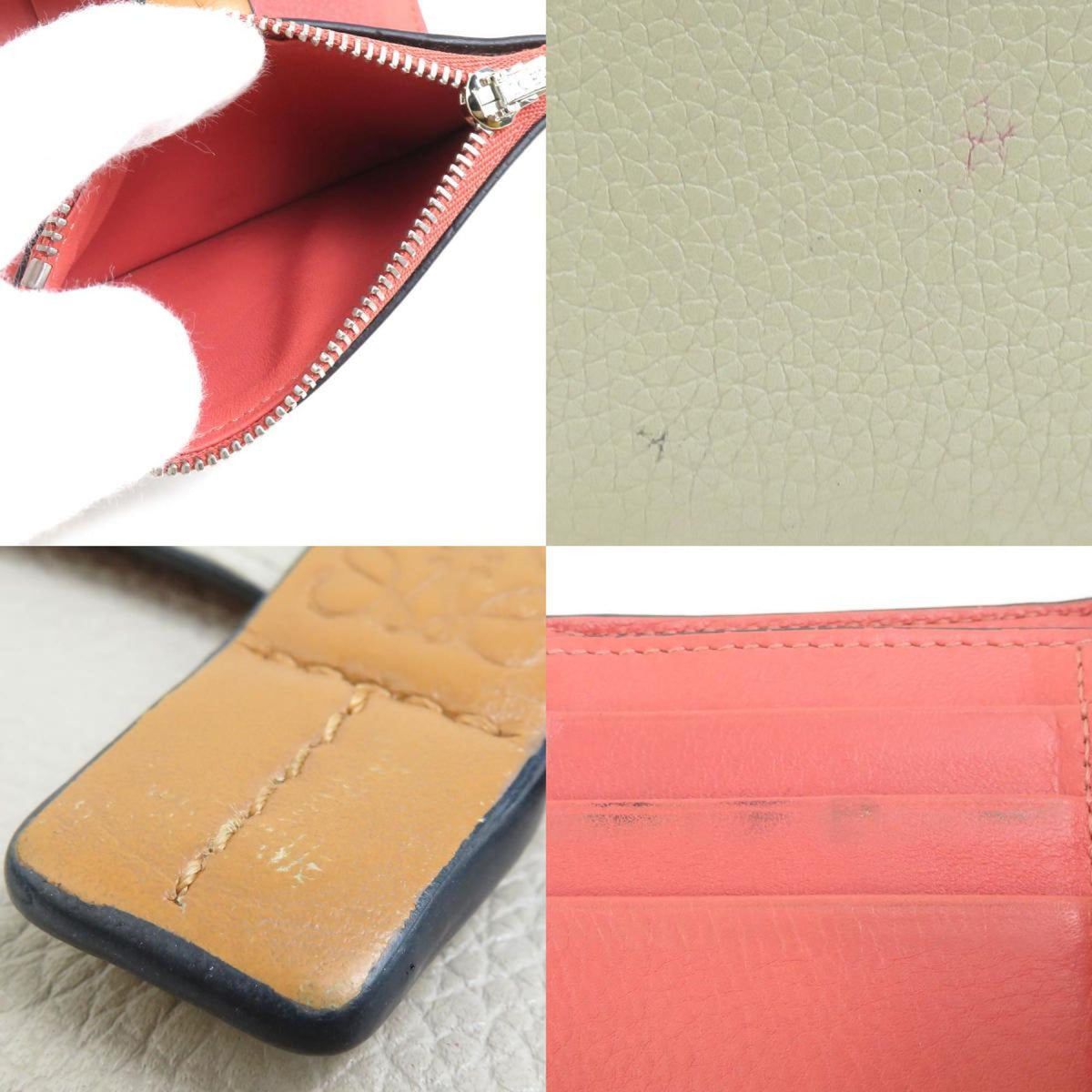 Loewe Brown Grayish Pink Leather Wallet (Tri-Fold) (Pre-Owned)