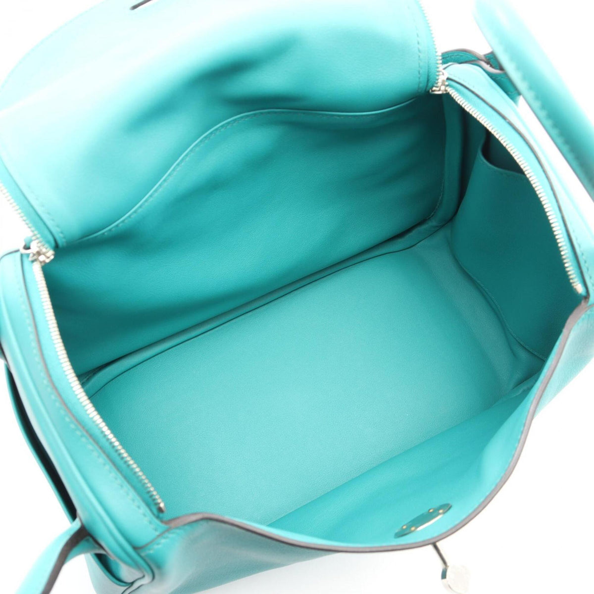 Hermes Lindy Blue Paon Green Leather Handbag Shoulder Bag (Pre-Owned)