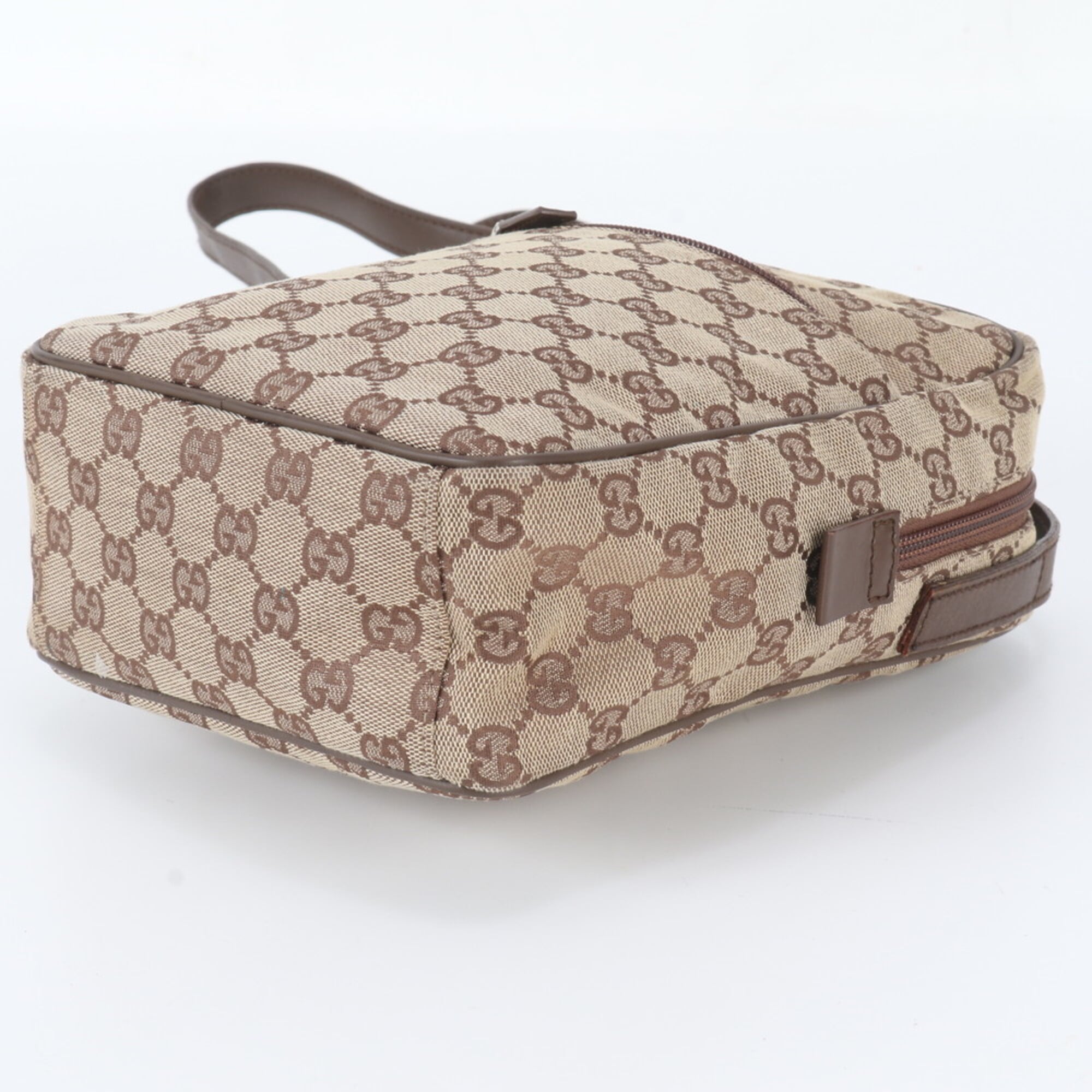 Gucci Brown Leather Canvas Messenger Bag Shoulder Bag (Pre-Owned)