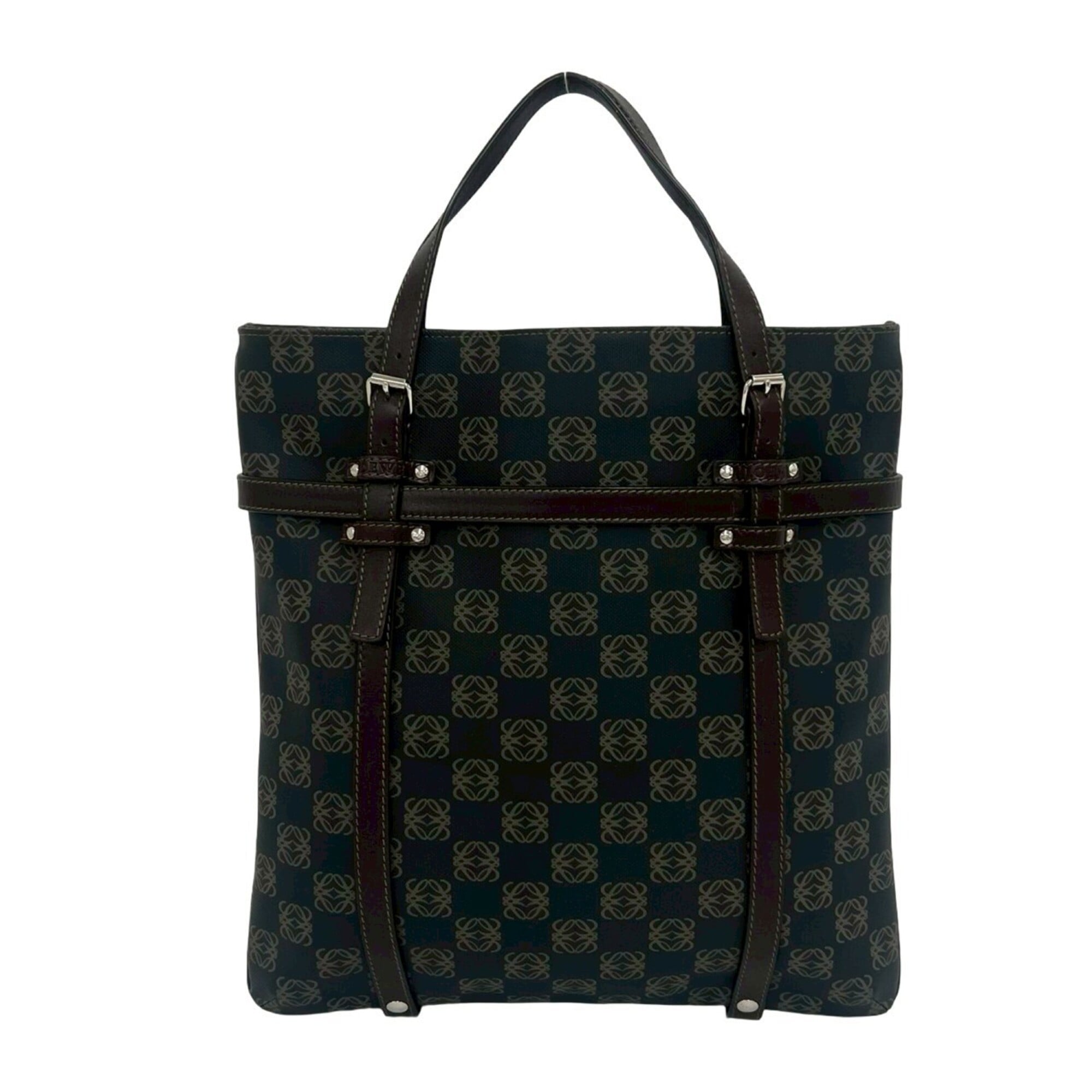 Loewe Brown Gray Leather Pvc Handbag Tote Bag (Pre-Owned)