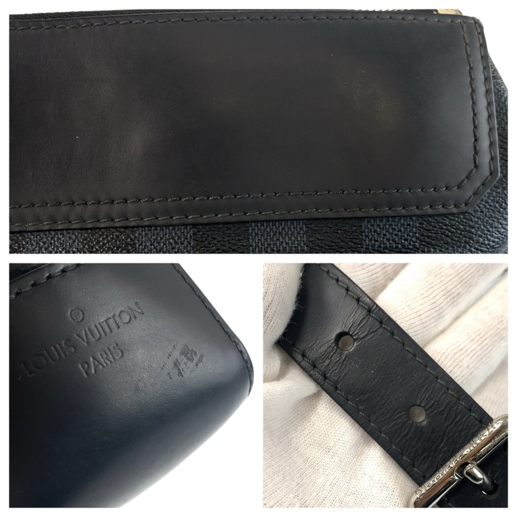 Louis Vuitton Black Blue Pvc Leather Briefcase Shoulder Bag (Pre-Owned)