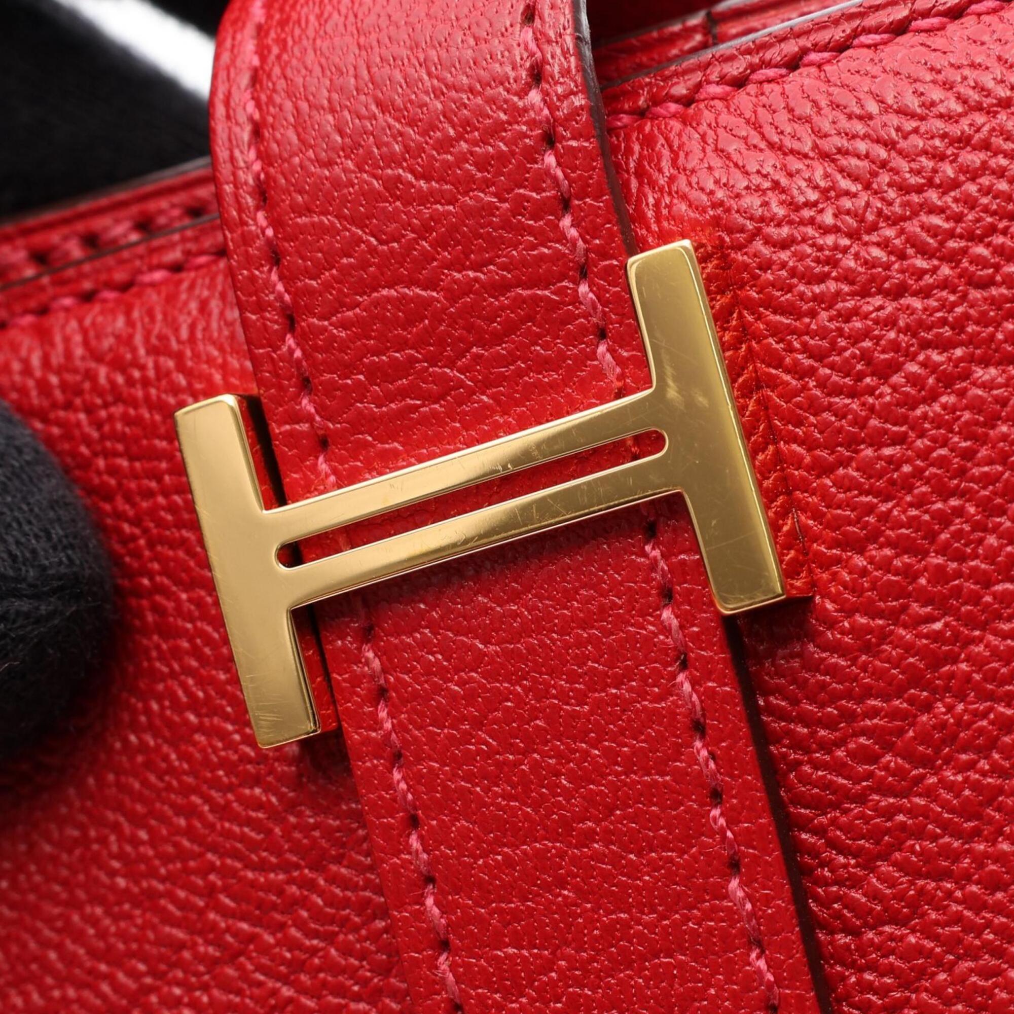 Hermes Red Color Rouge Casaque Chevre Leather Long Wallet (Bi-Fold) (Pre-Owned)