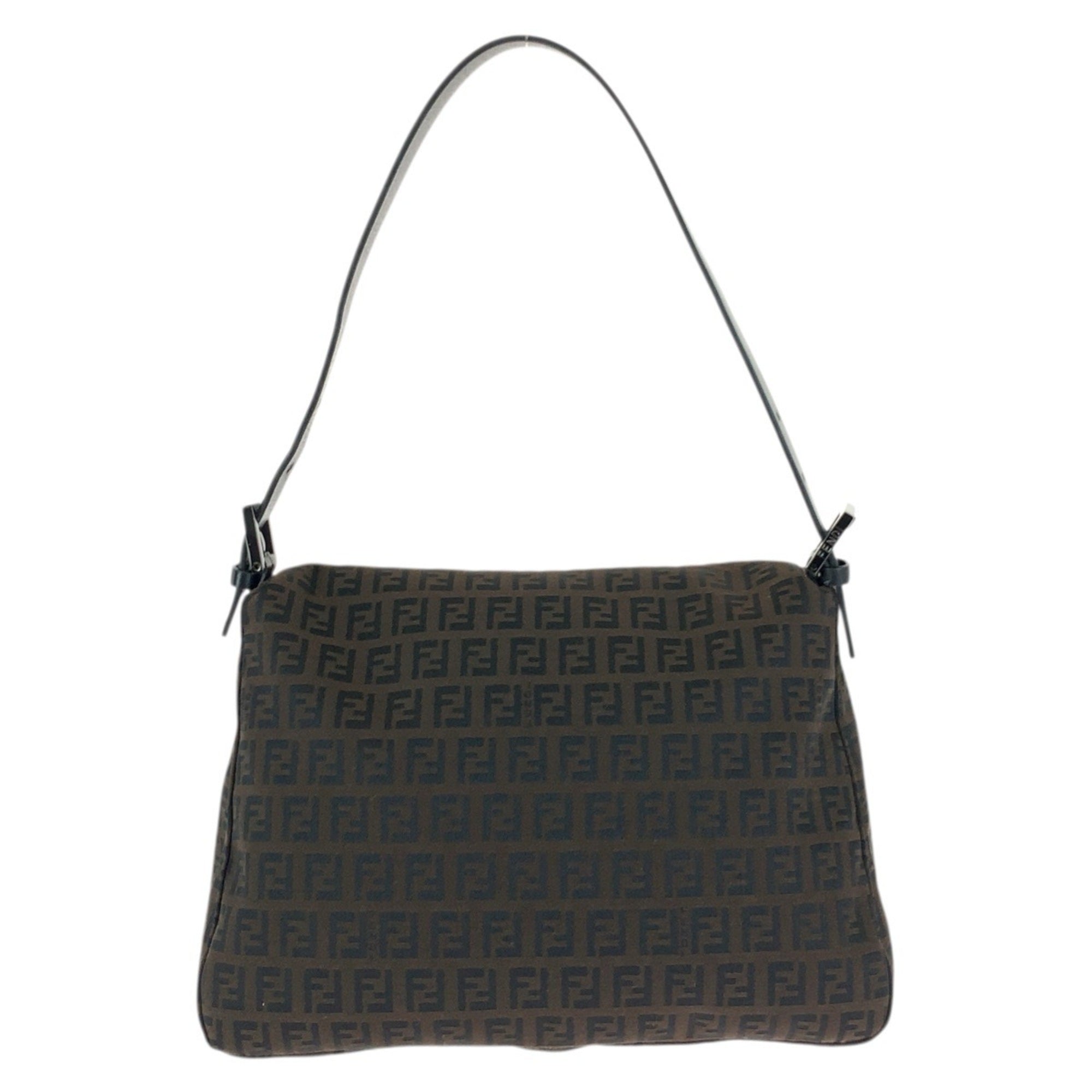 Fendi Dark Brown Nylon Leather Handbag Shoulder Bag (Pre-Owned)
