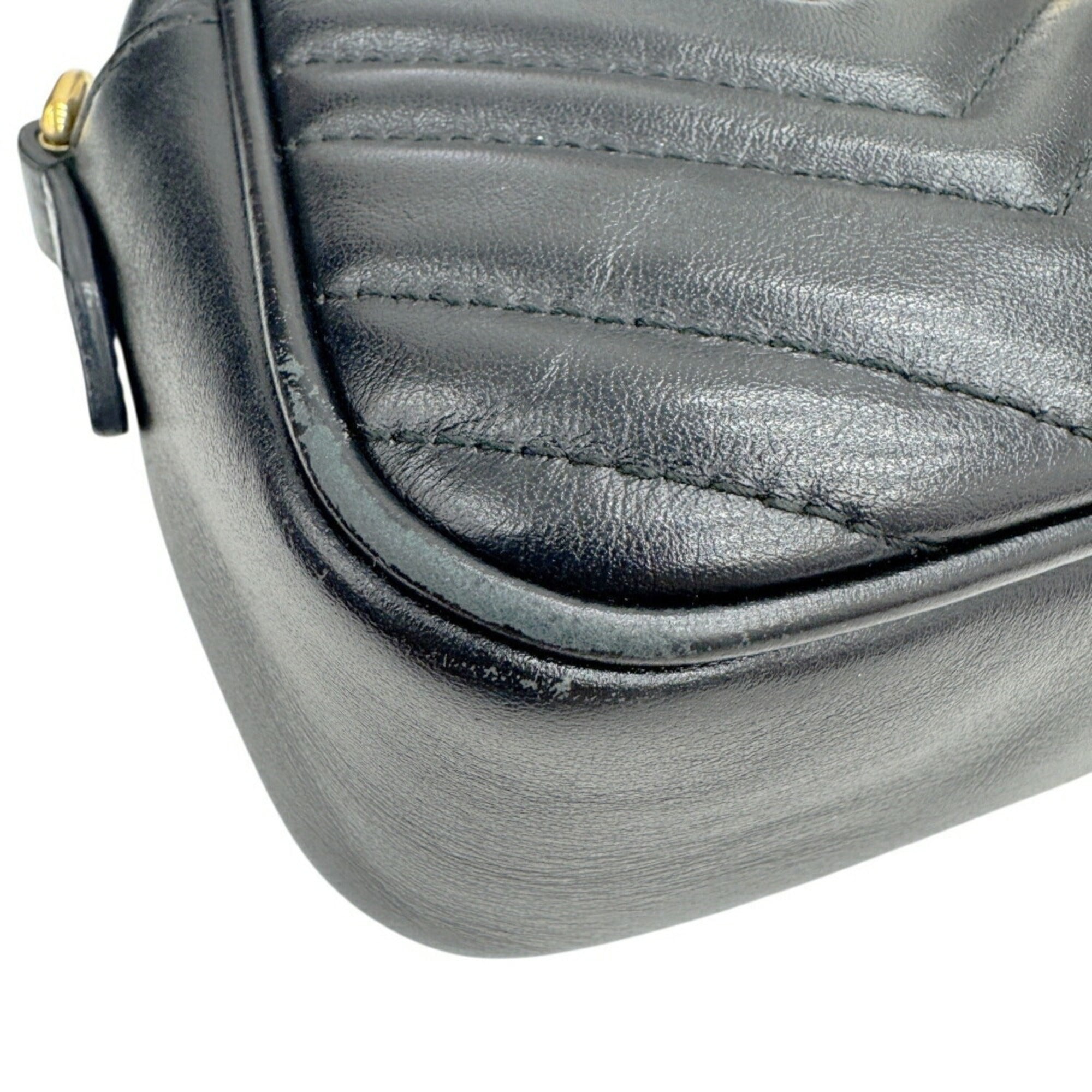 Gucci Gg Marmont Black Leather Shoulder Bag (Pre-Owned)