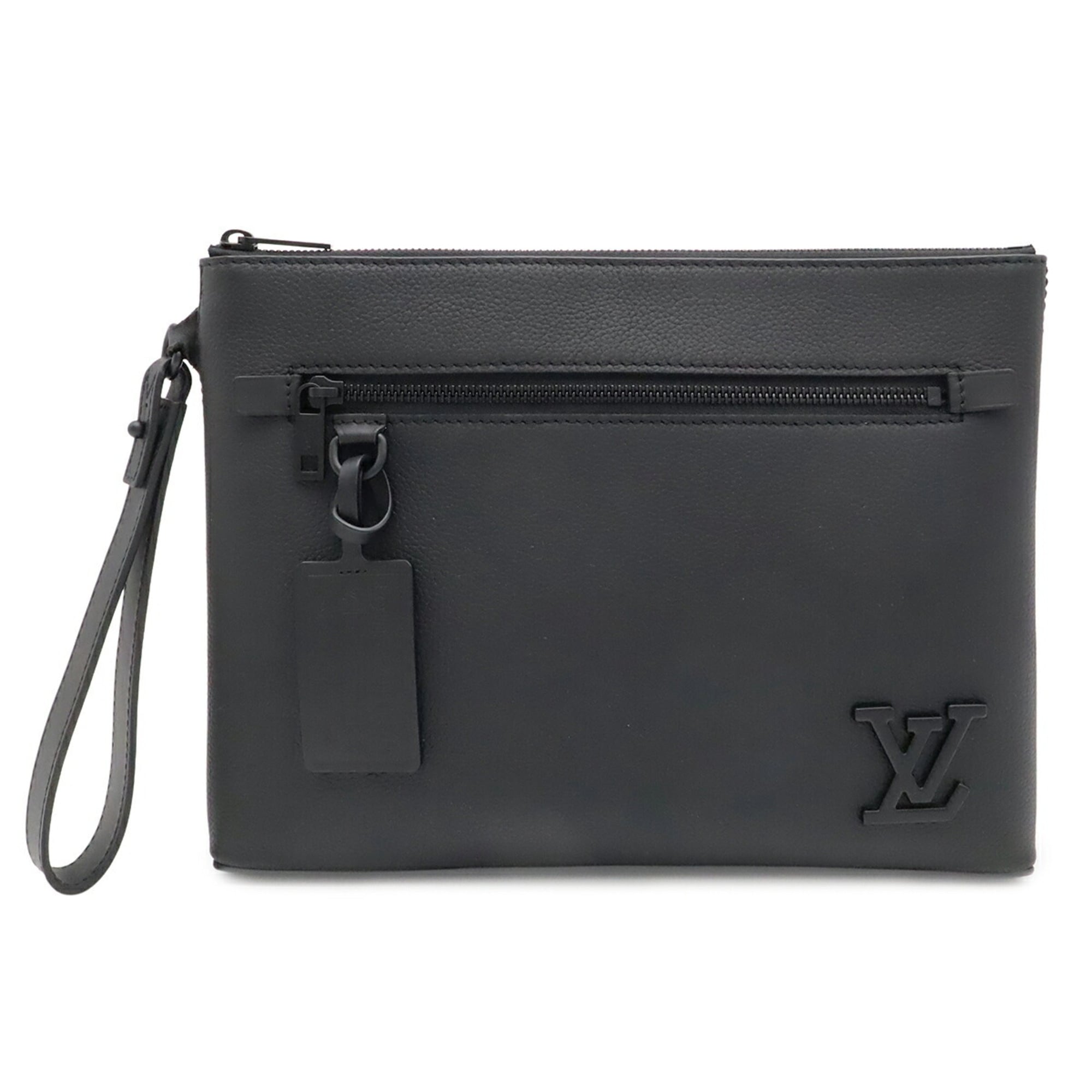 Louis Vuitton Noir Leather Clutch Bag Handbag Pochette Pouch (Pre-Owned)