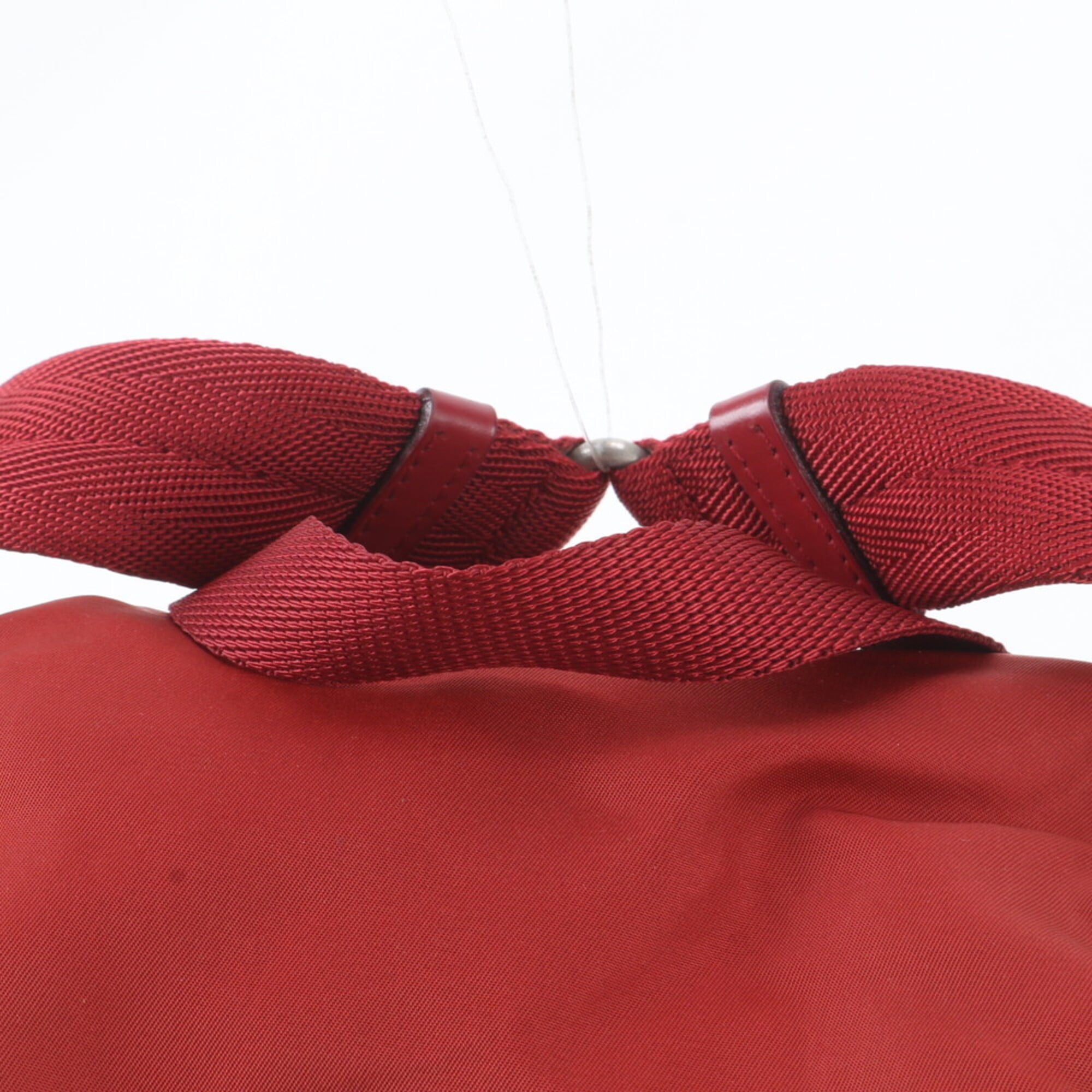 Prada Red Color Nylon Leather Backpack (Pre-Owned)