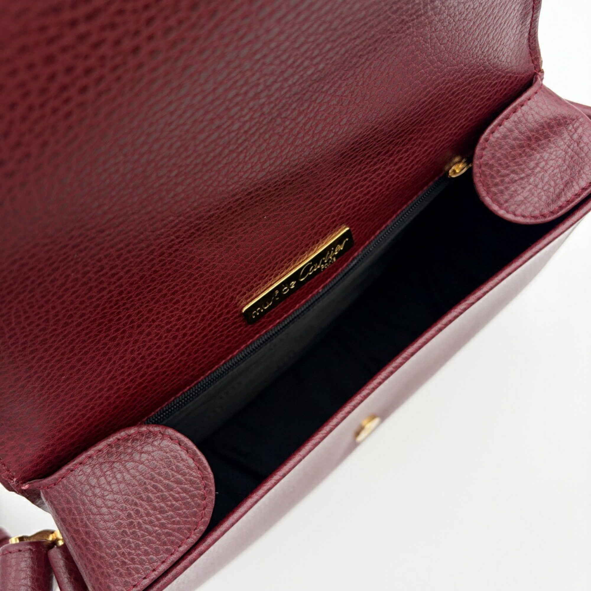 Cartier Bordeaux Leather Shoulder Bag (Pre-Owned)