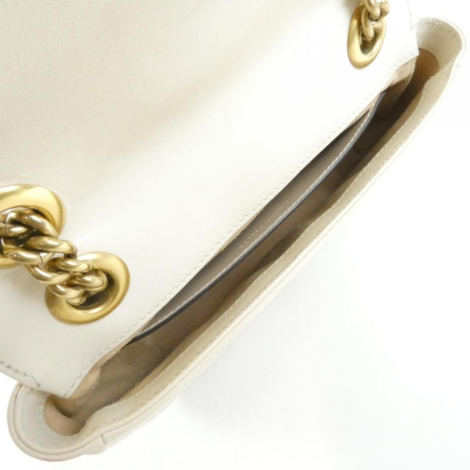 Gucci Gg Marmont White Leather Shoulder Bag (Pre-Owned)