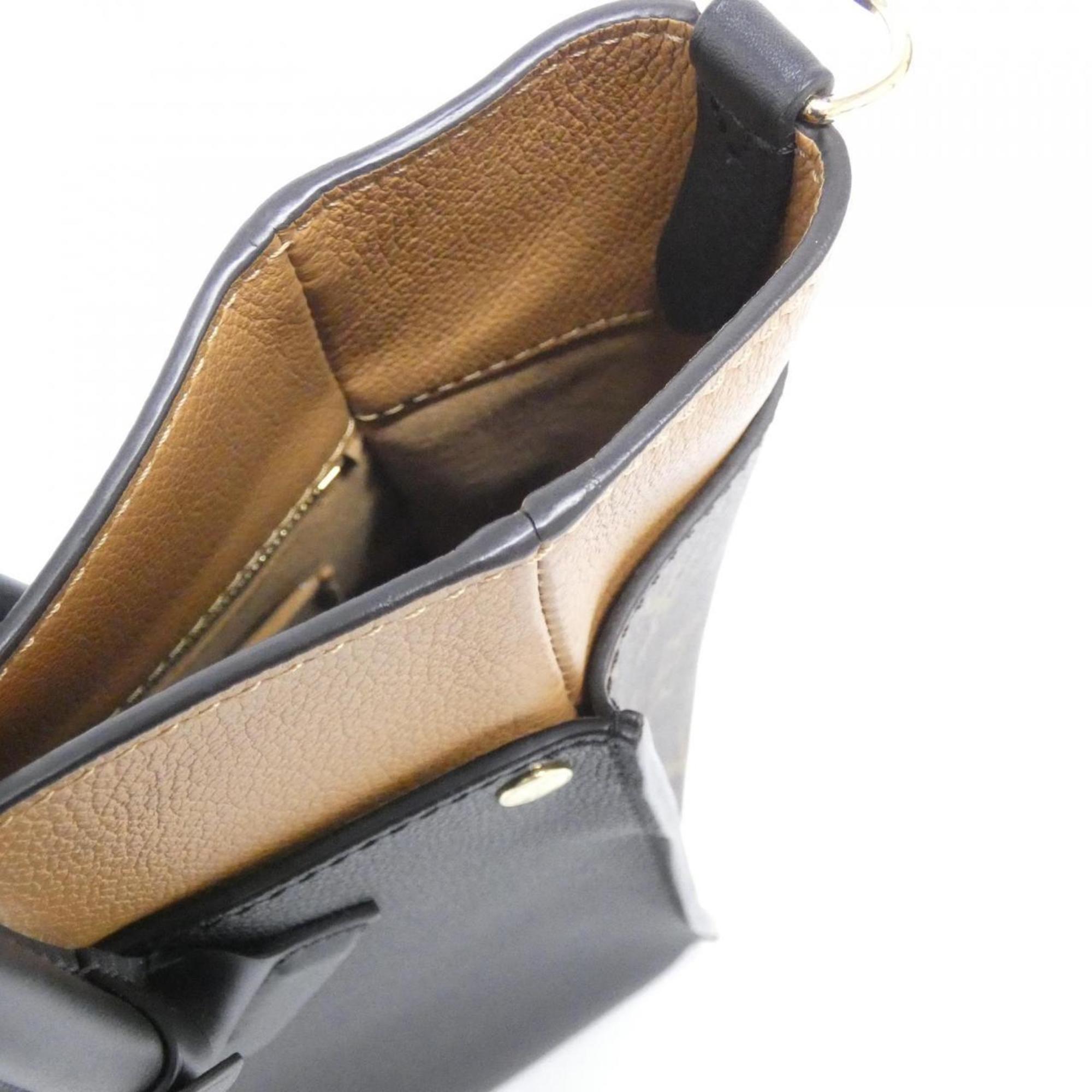 Louis Vuitton Black Leather Coated Canvas Handbag (Pre-Owned)