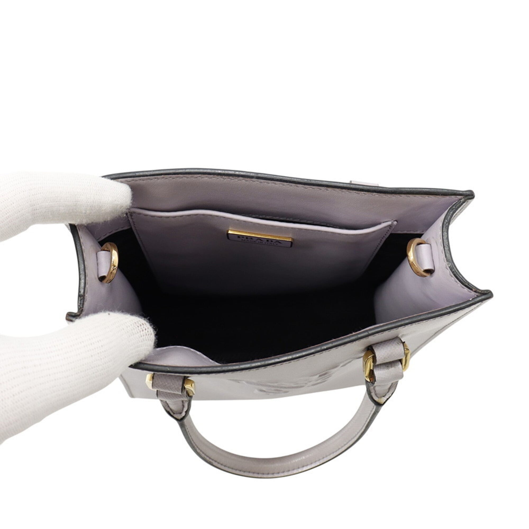 Prada Purple Leather Handbag Shoulder Bag (Pre-Owned)
